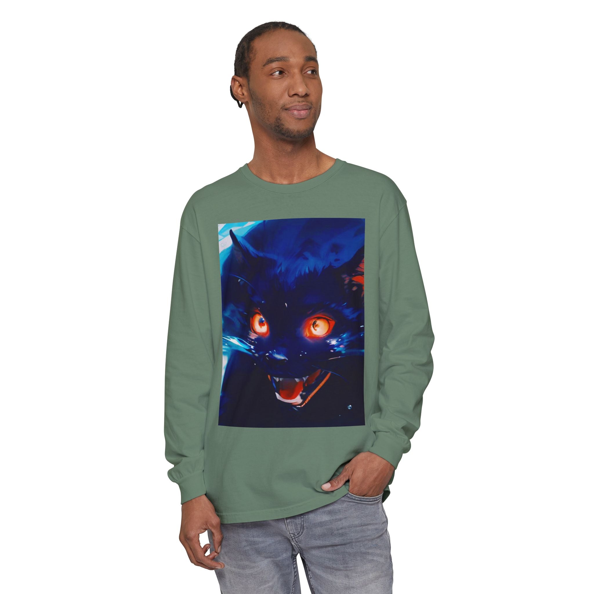 Long Sleeve T-Shirt — Demon Cat Illustration