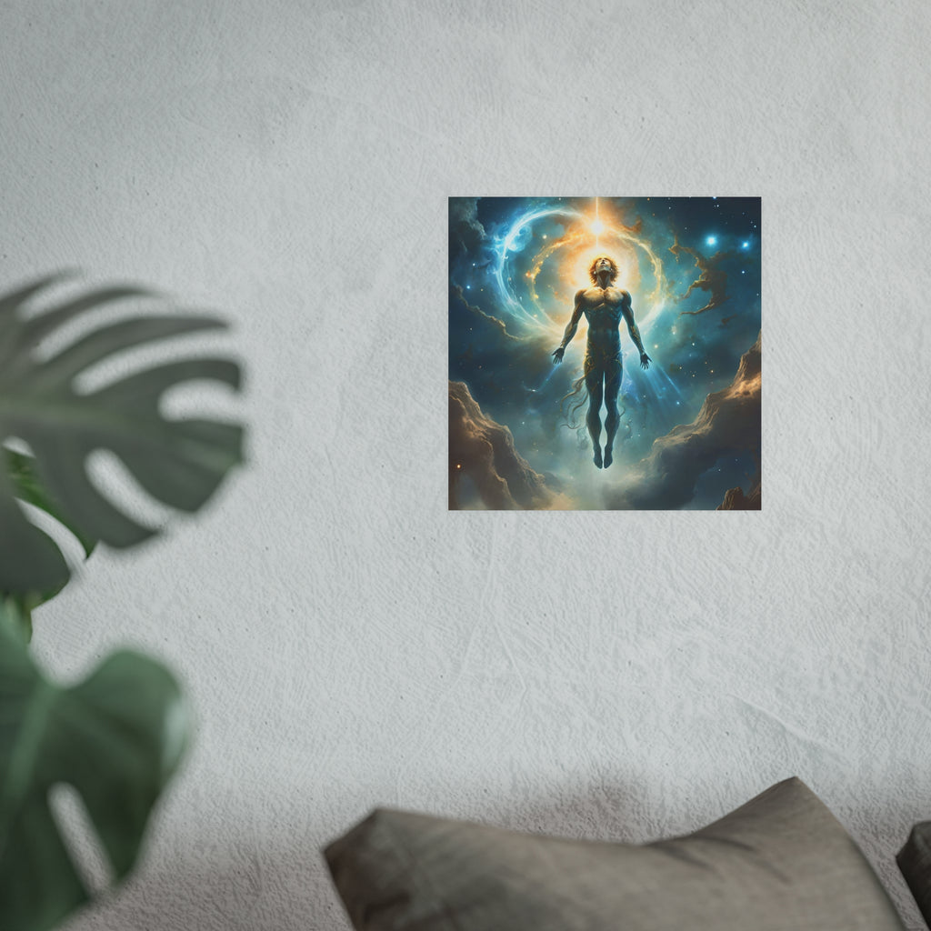 Cosmic Ascension Poster — Spiritual Astral Man Art Print