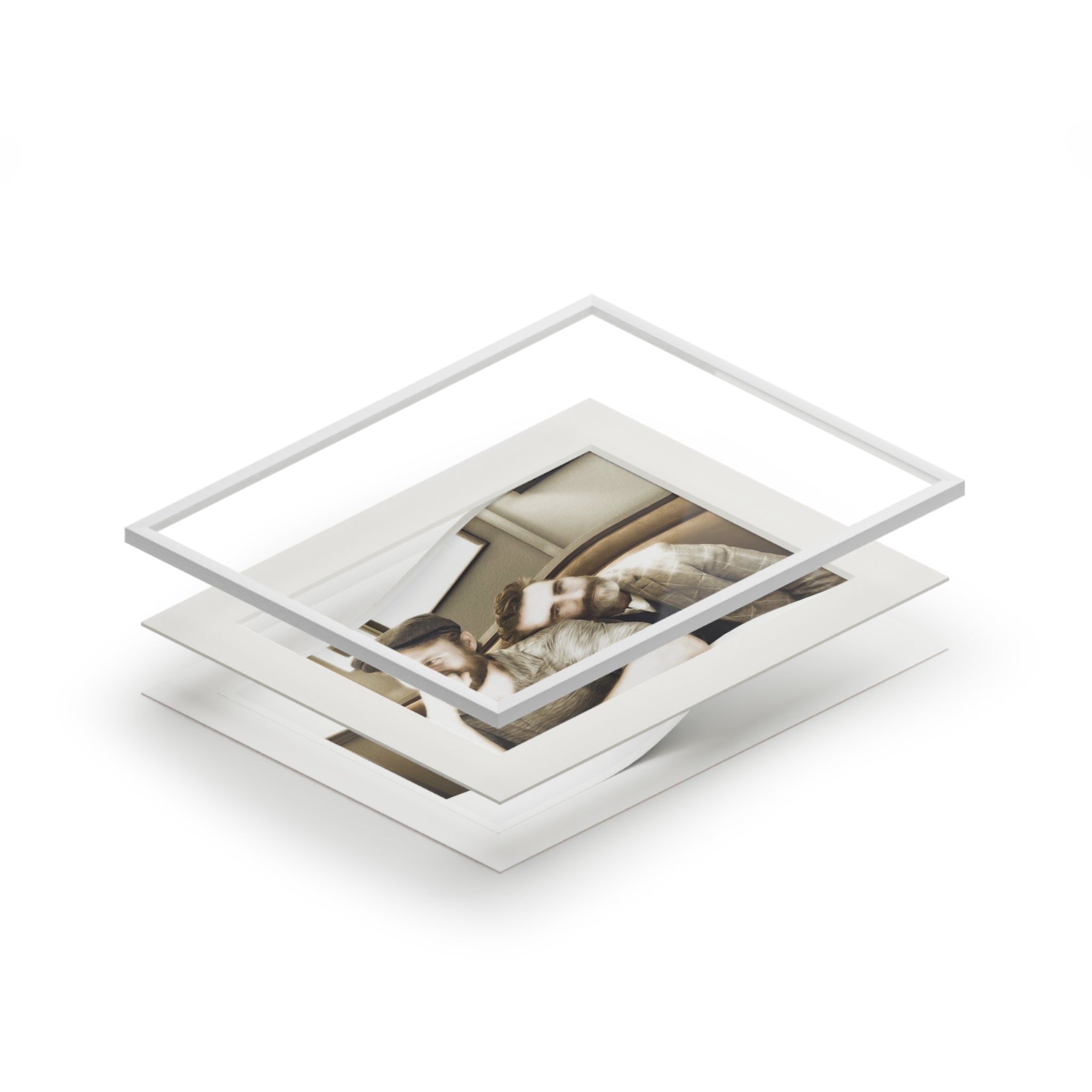 Sepia Couple Fine Art Print with Passepartout Frame - Just Us, a married couple.