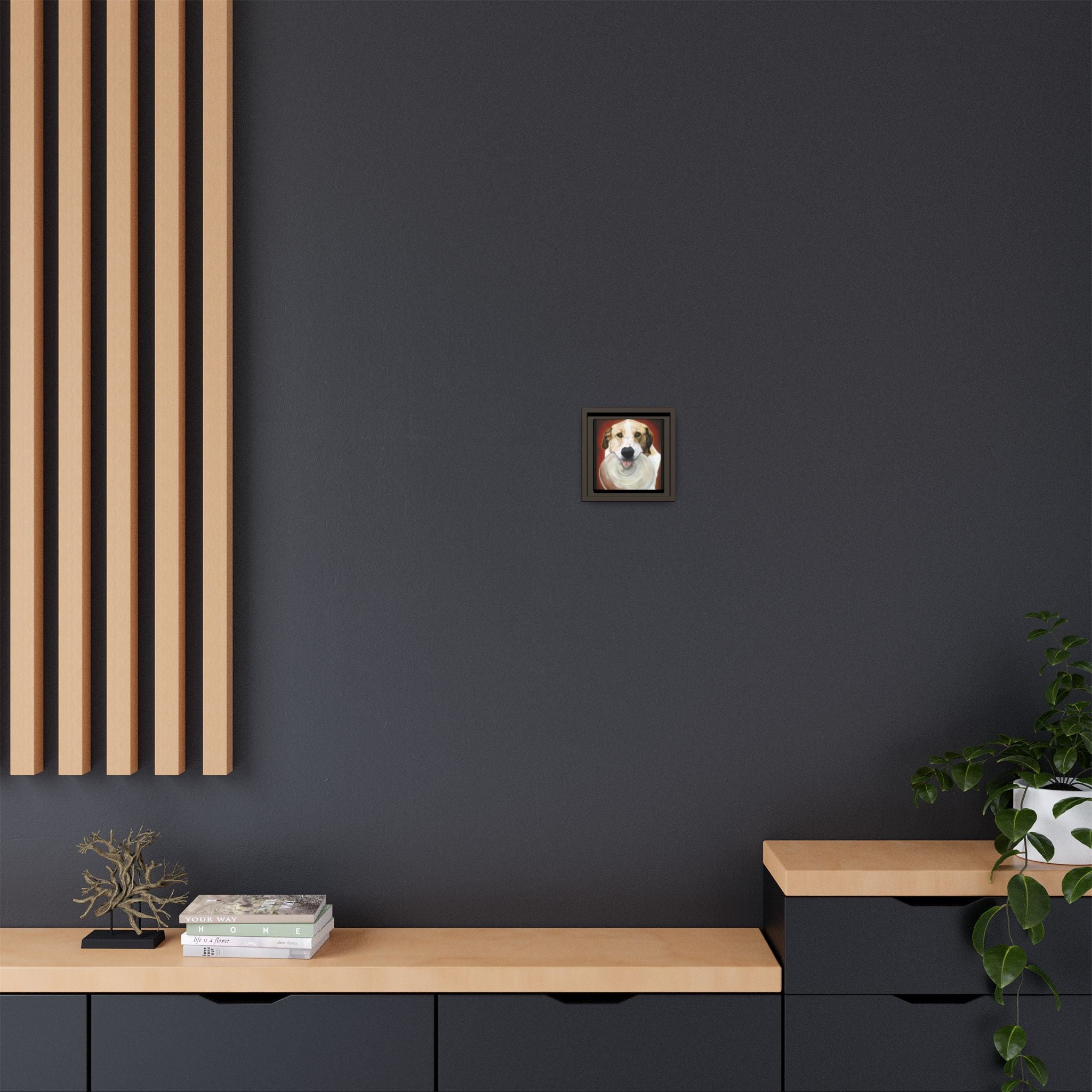 Framed Matte Canvas Print — Playful Wookie Holding His Frisbee