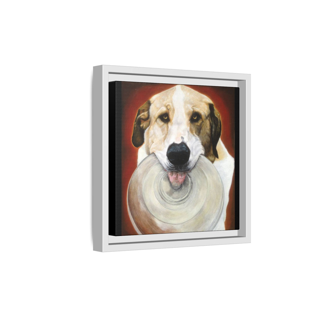 Framed Matte Canvas Print — Playful Wookie Holding His Frisbee