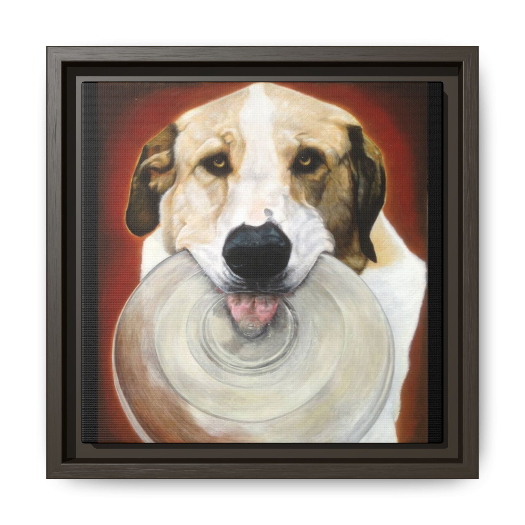Framed Matte Canvas Print — Playful Wookie Holding His Frisbee