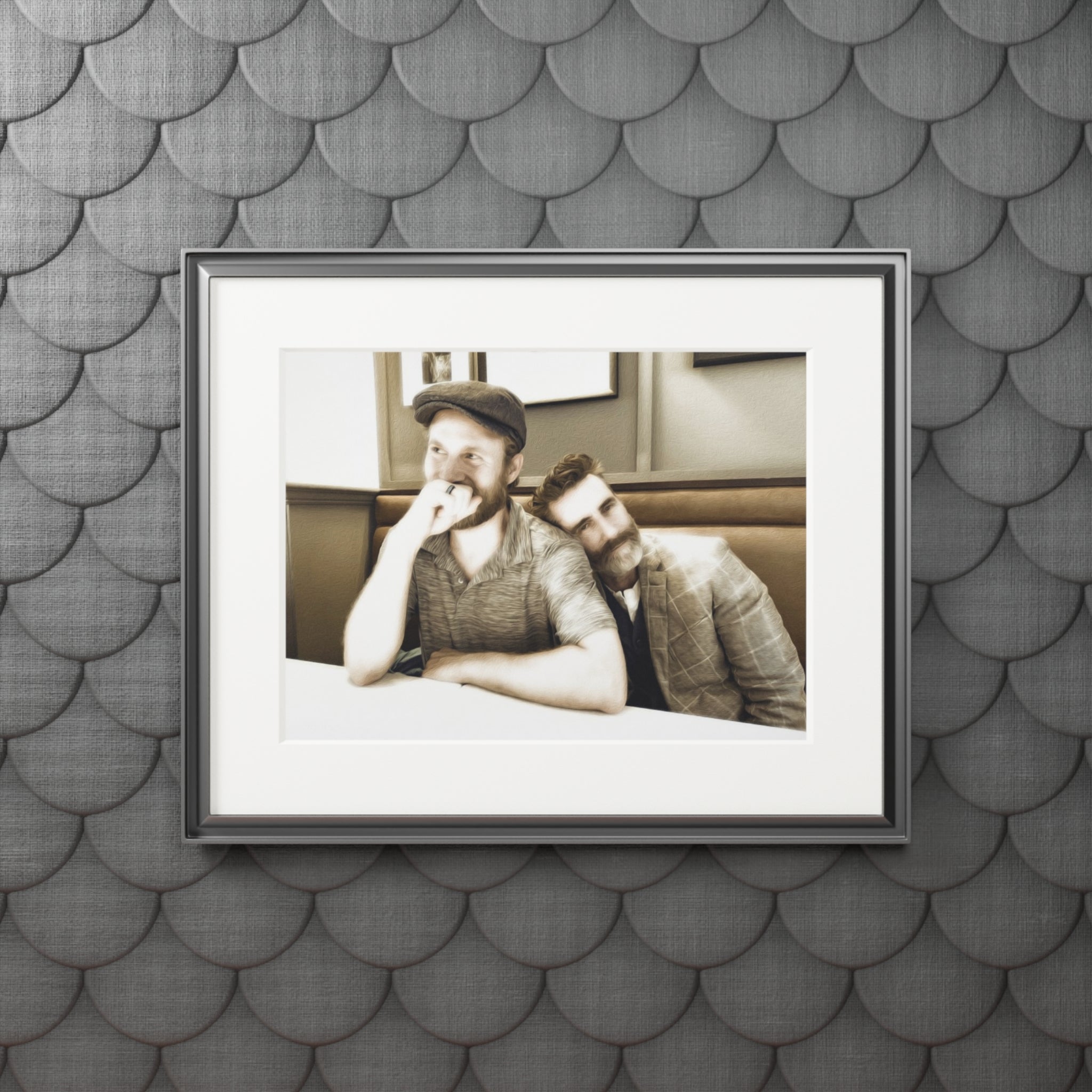 Sepia Couple Fine Art Print with Passepartout Frame - Just Us, a married couple.