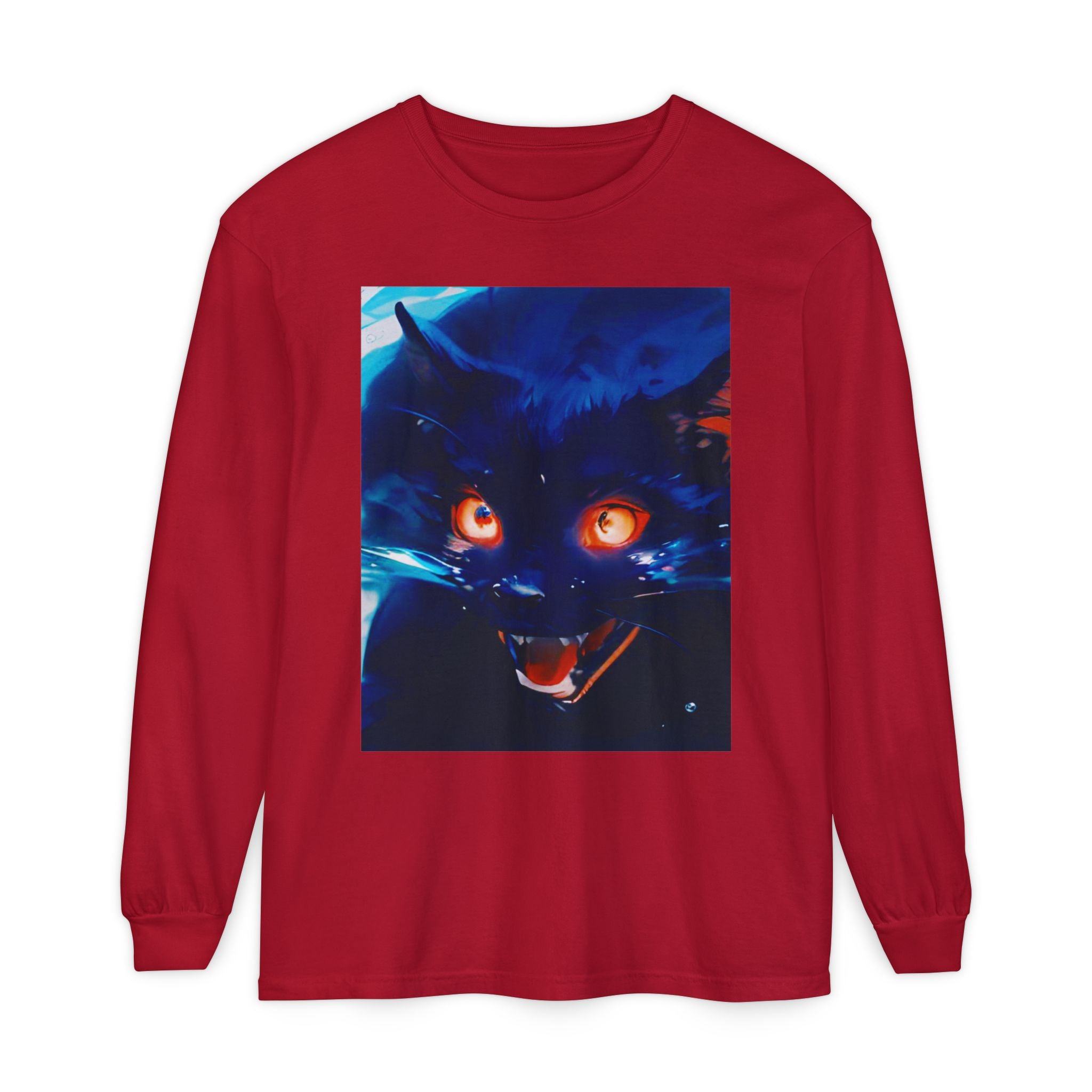 Long Sleeve T-Shirt — Demon Cat Illustration