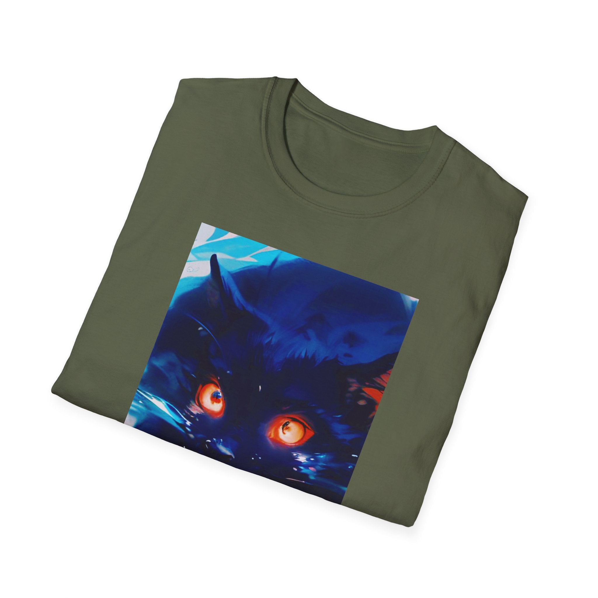 Demon Cat from the El Encanto Hotel T-Shirt — Glowing Eyes Creepy Cat Graphic Tee