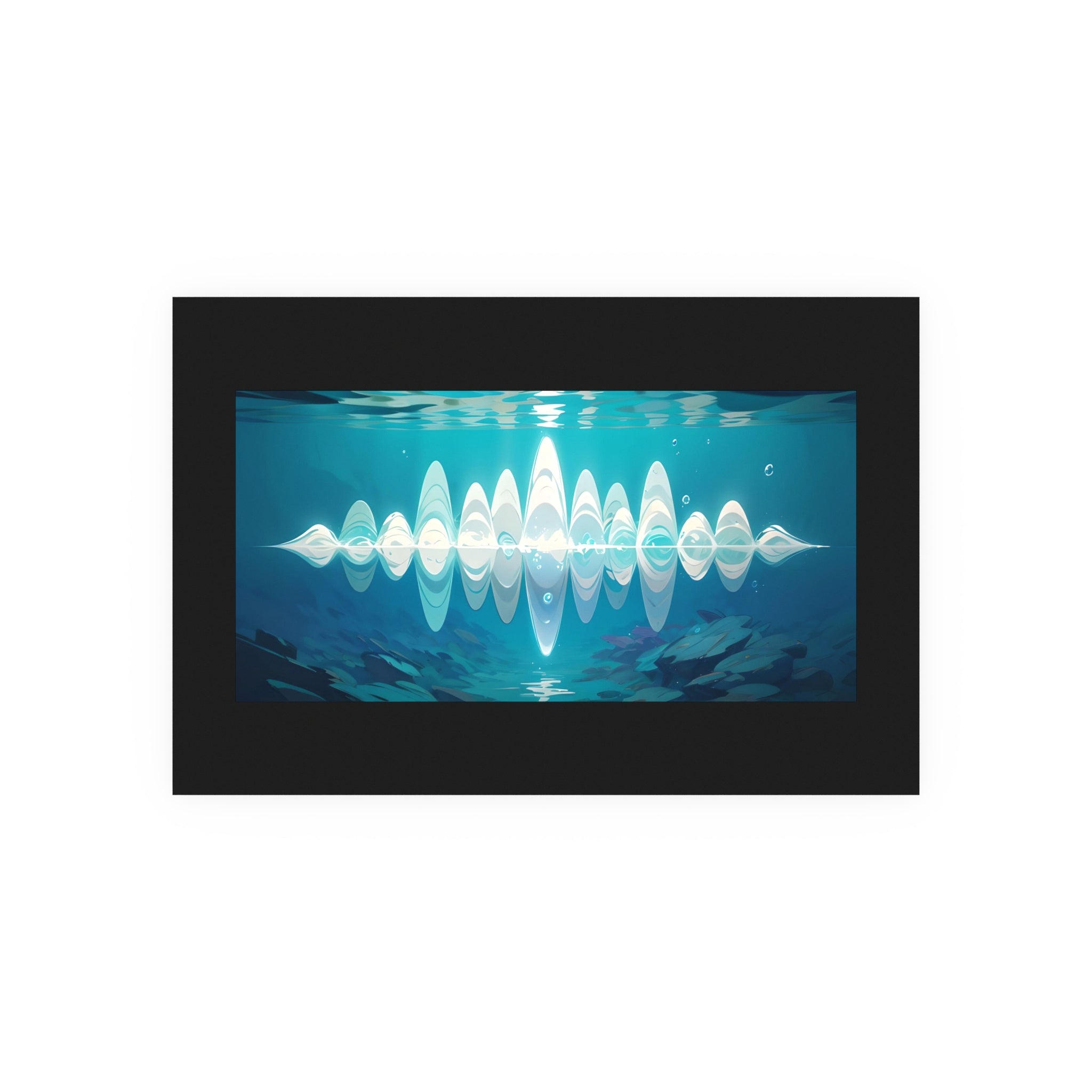 Ocean Waveform Art Poster — Abstract Soundwave Underwater Print