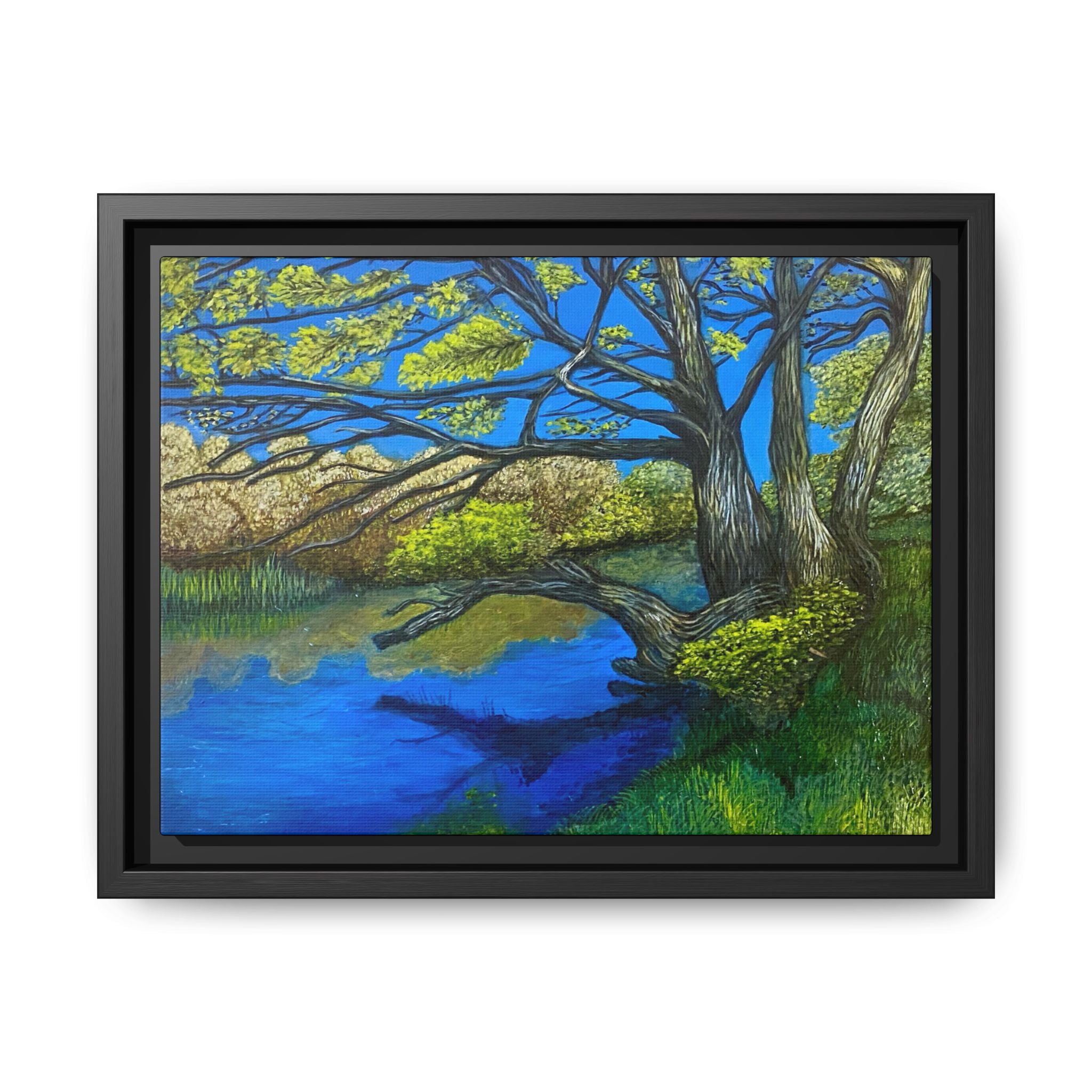 Framed Matte Canvas Print — River Til Landscape