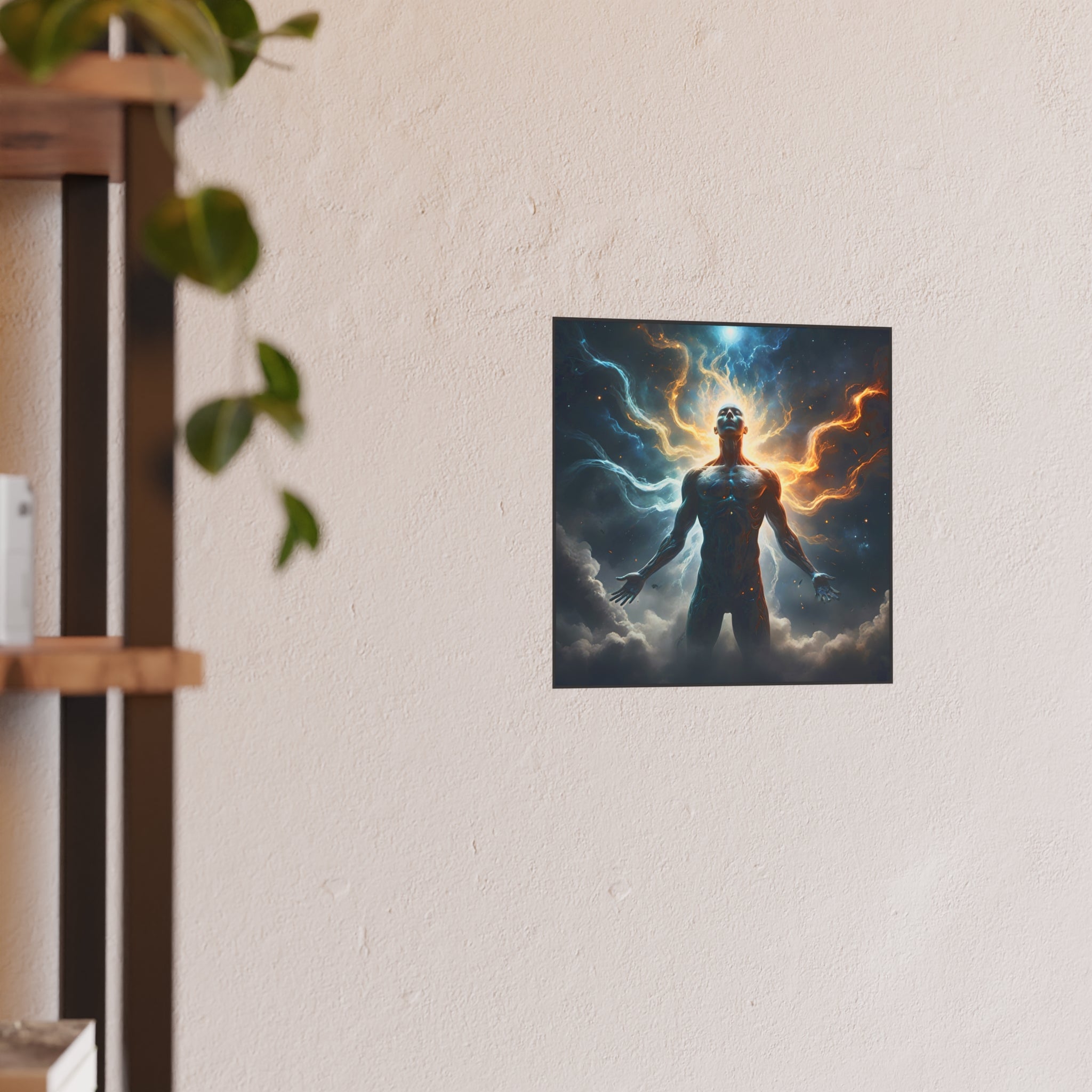 Cosmic Awakening Poster — Surreal Human Energy Wall Art (Satin/Archival Matte)