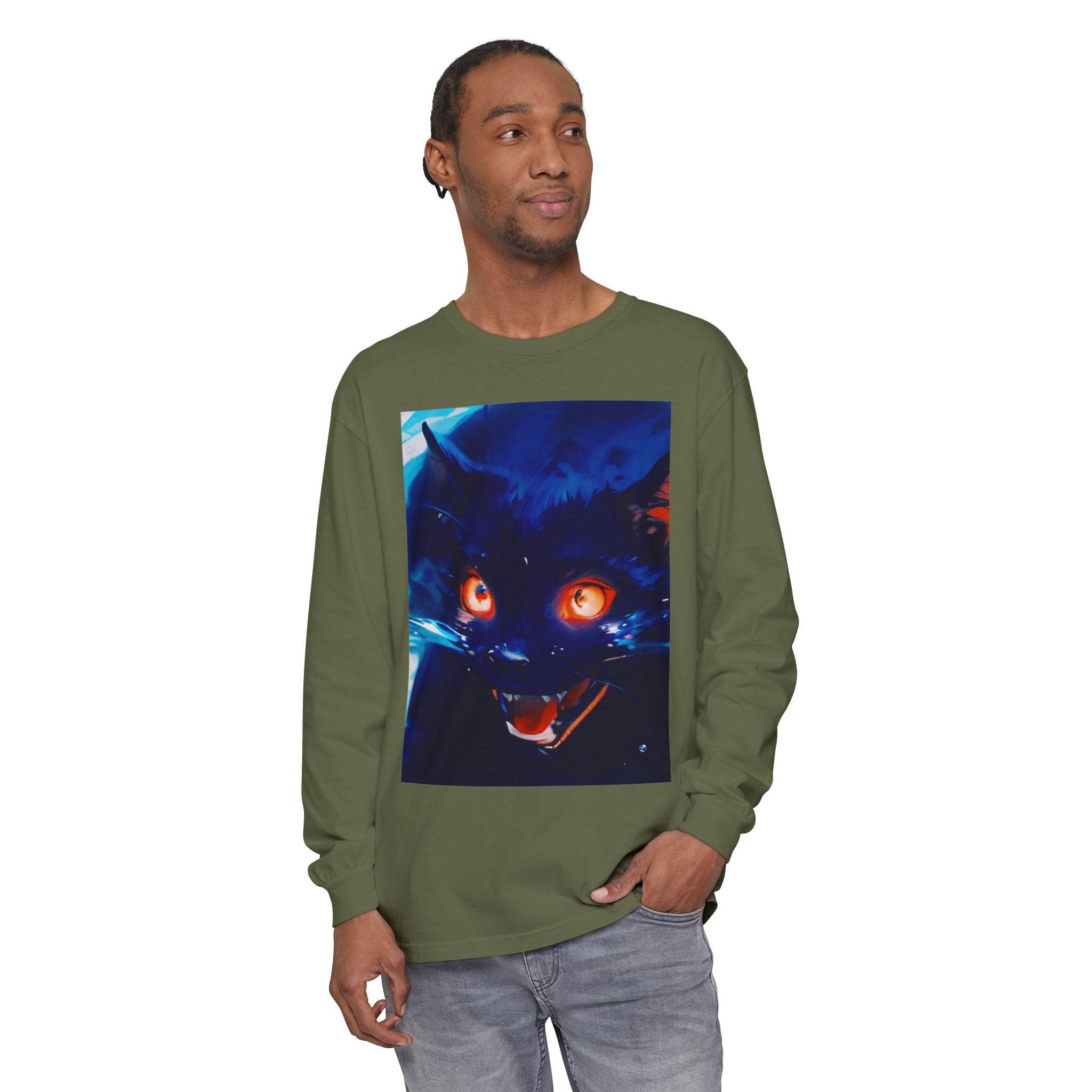 Long Sleeve T-Shirt — Demon Cat Illustration
