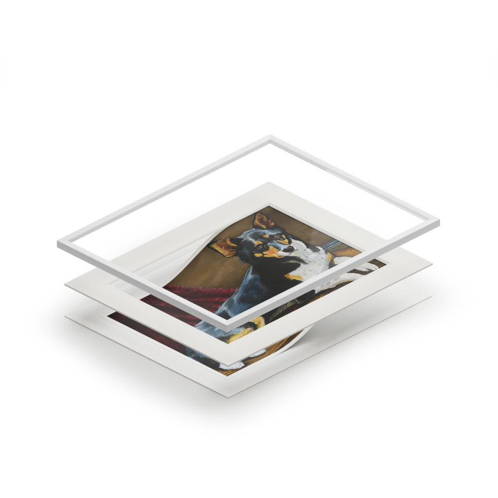 Tricolor Dog Fine Art Print with Passepartout Frame — "Upton" Pet Portrait Wall Art (2022)