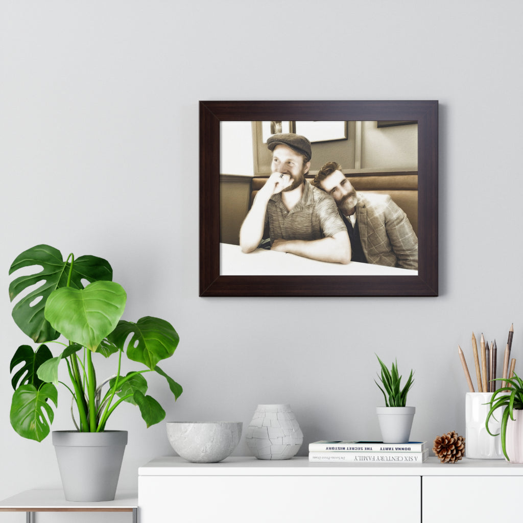 Framed Horizontal Poster — Vintage Sepia Portrait Wall Art - Just Us, a married couple.