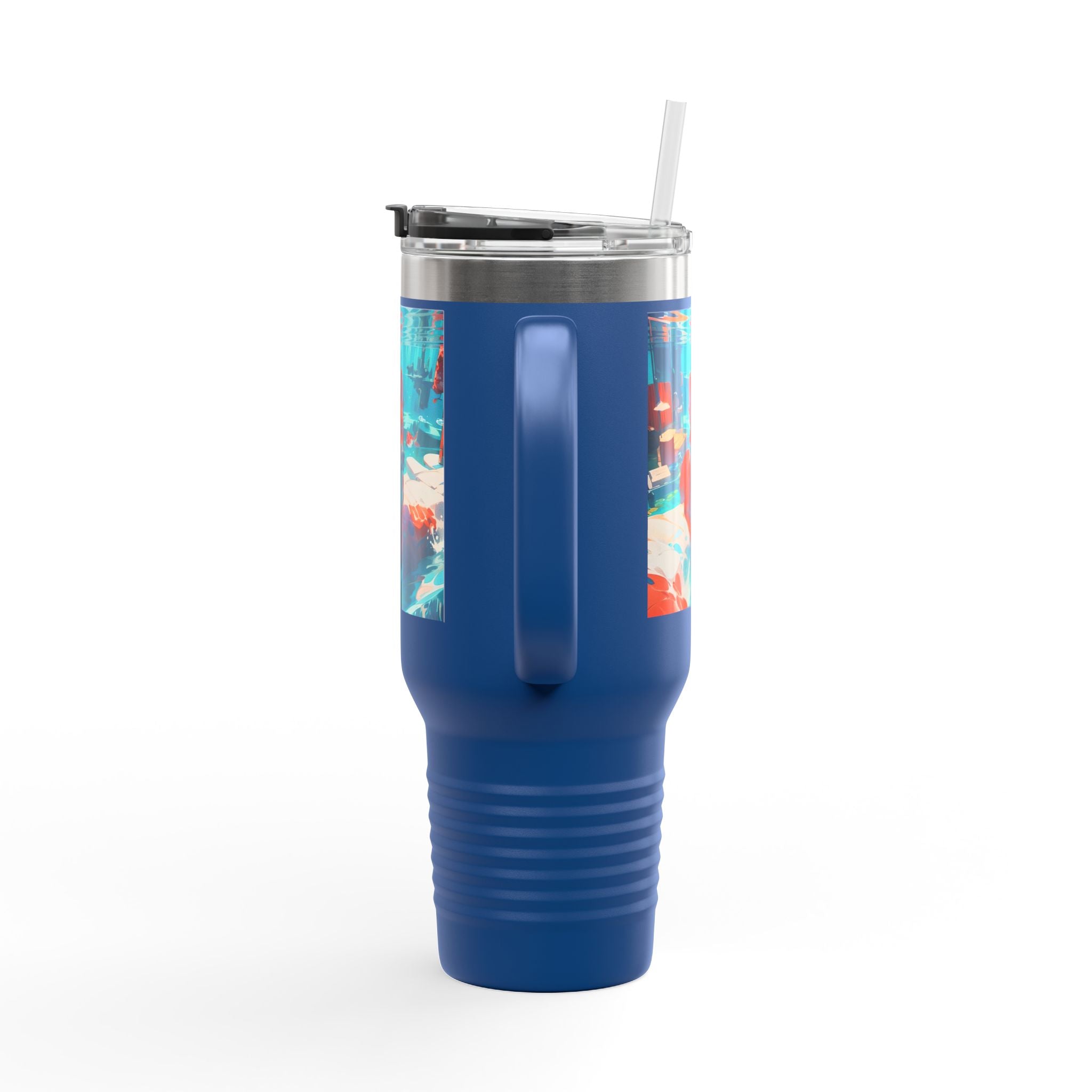 40oz Insulated Travel Mug – Colorful Underwater Dog Art Design