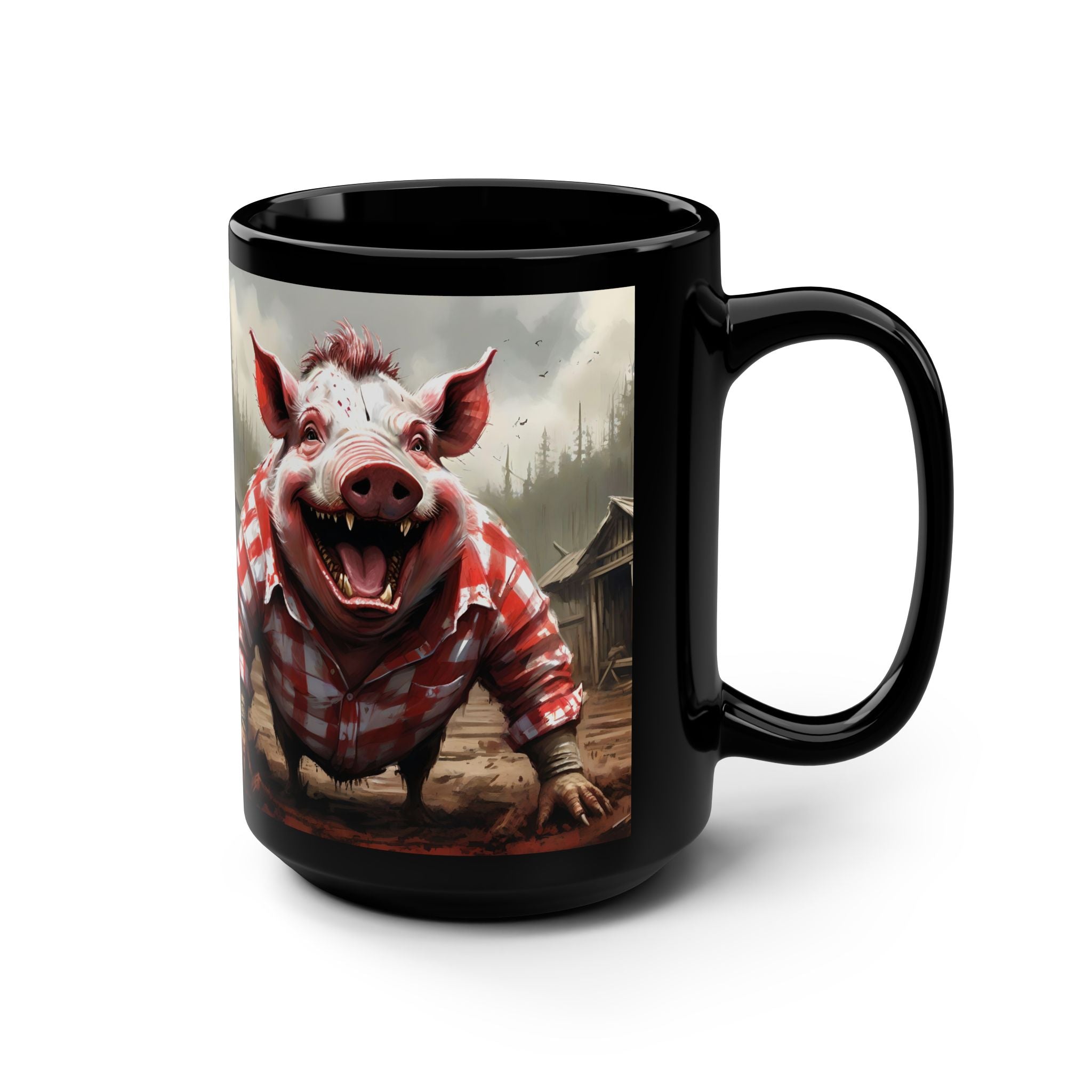 PigBoy 15oz Black Mug — Horror Novelty Coffee Cup