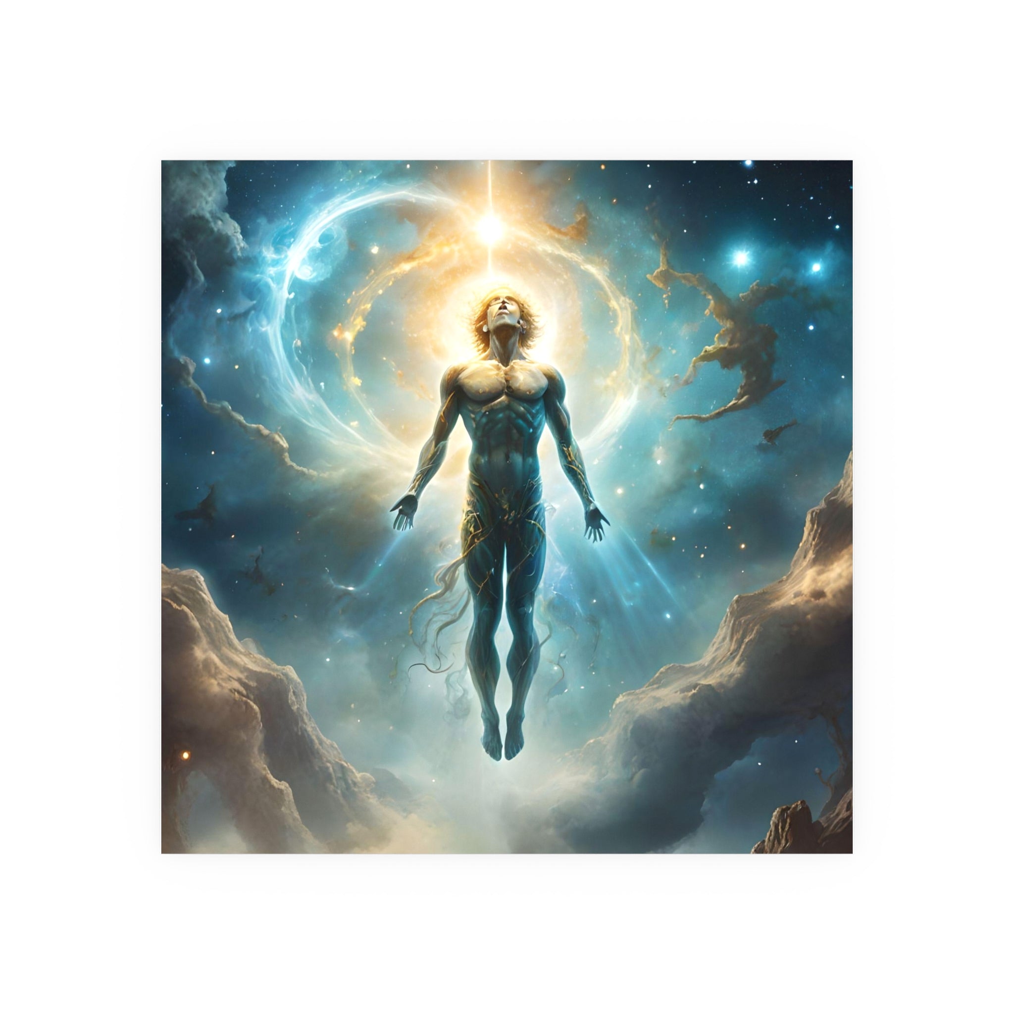 Cosmic Ascension Poster — Spiritual Astral Man Art Print
