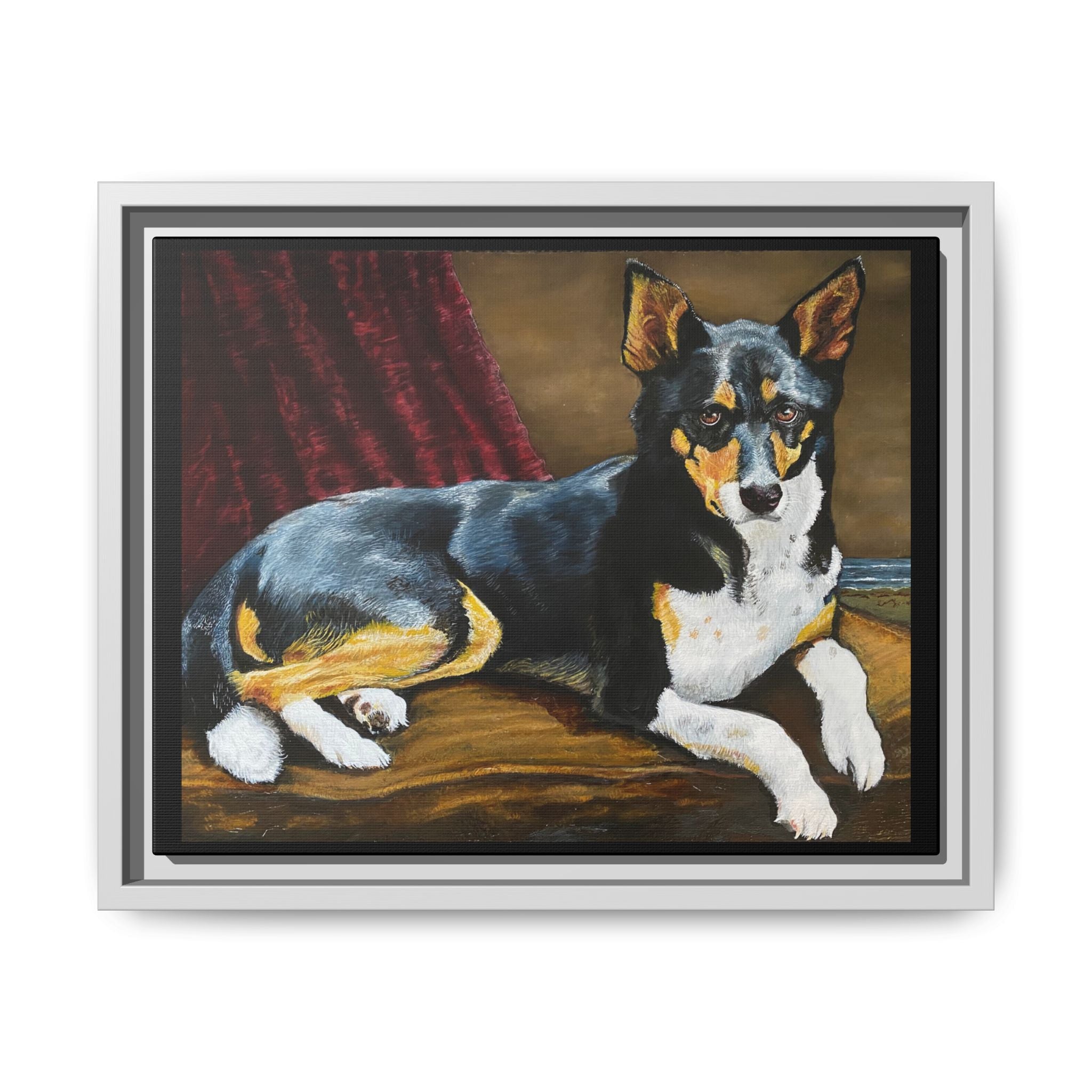 Framed Matte Canvas Dog Portrait – Black & Tan Companion Wall Art