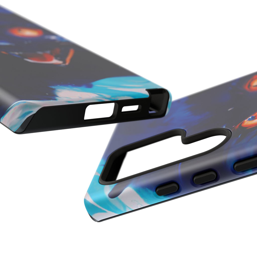 Demon Cat Phone Case — Glowing Blue Feline Tough Case