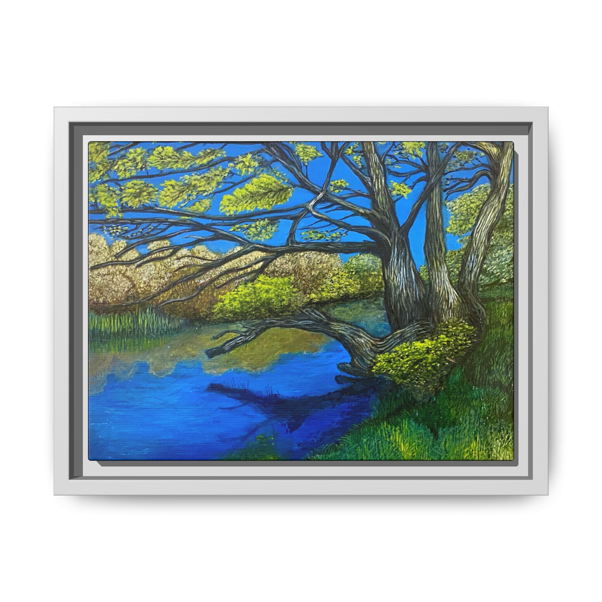 Framed Matte Canvas Print — River Til Landscape