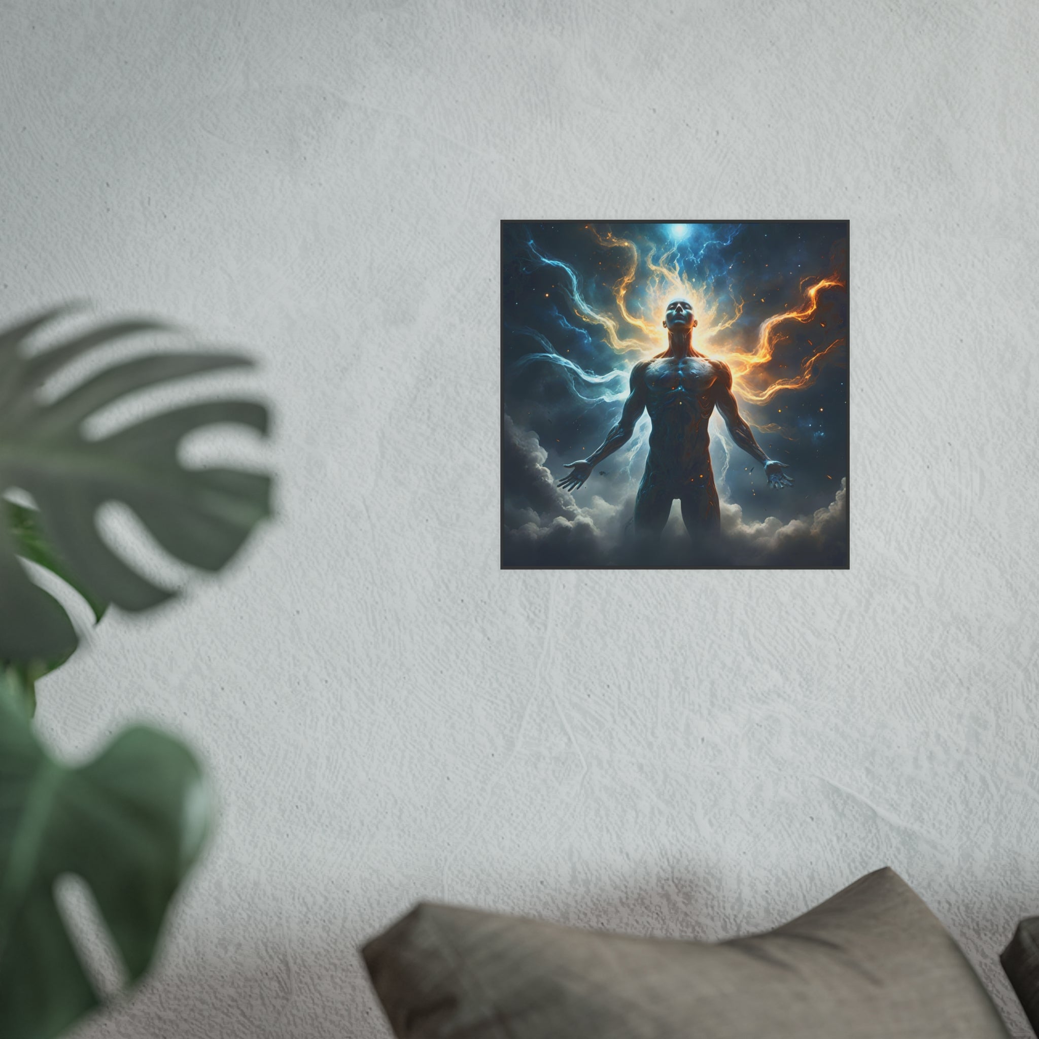 Cosmic Awakening Poster — Surreal Human Energy Wall Art (Satin/Archival Matte)