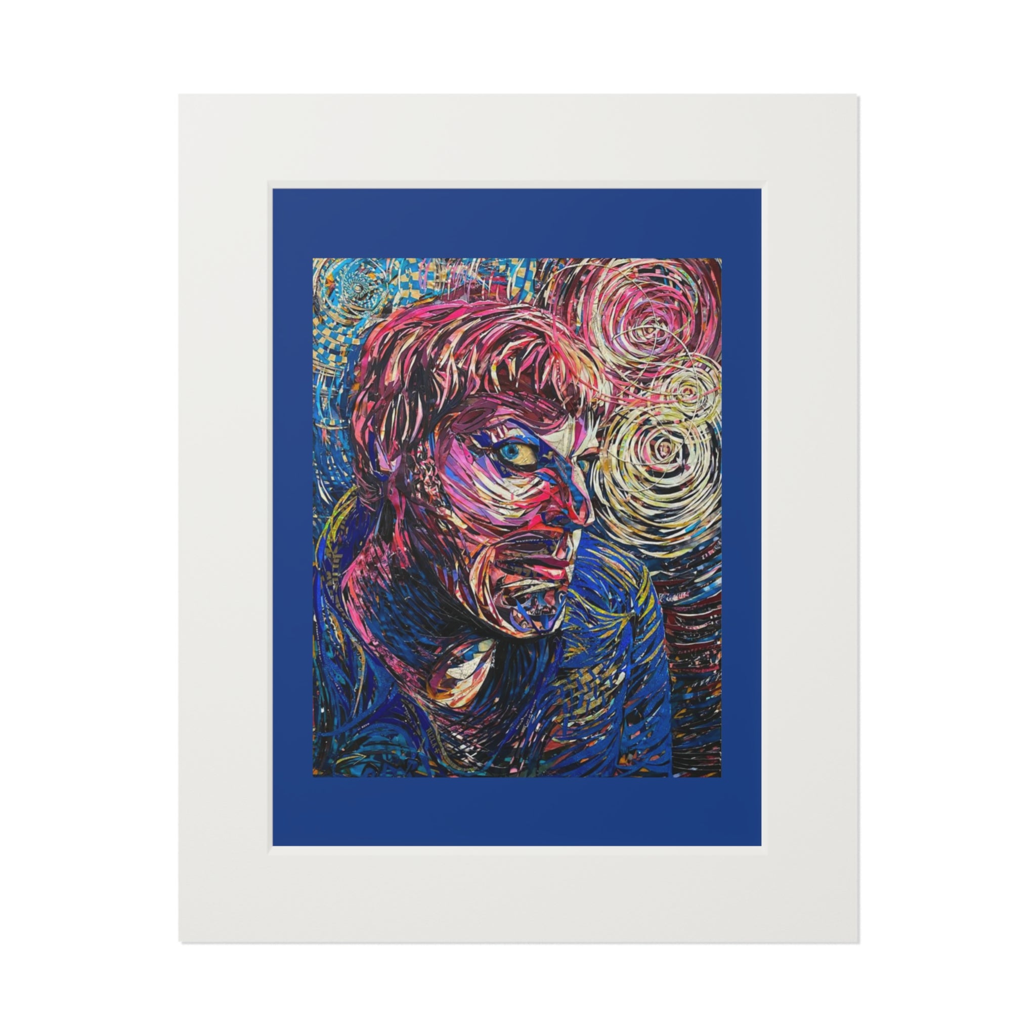 Abstract Portrait Fine Art Print with Passepartout Frame - Paper Portrait of Eddie