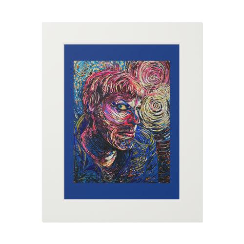 Abstract Portrait Fine Art Print with Passepartout Frame - Paper Portrait of Eddie