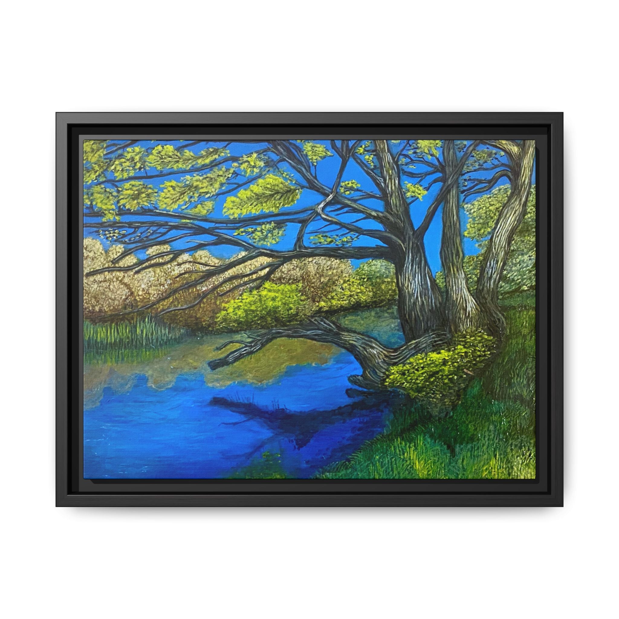 Framed Matte Canvas Print — River Til Landscape