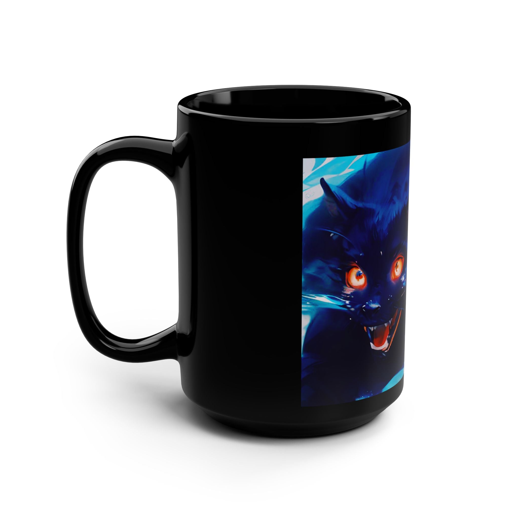 Black Mug, 15oz - Demon Cat from Secrets of a 100ft. Boy