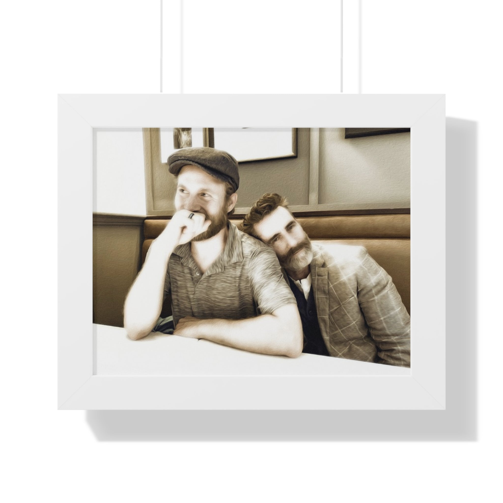 Framed Horizontal Poster — Vintage Sepia Portrait Wall Art - Just Us, a married couple.