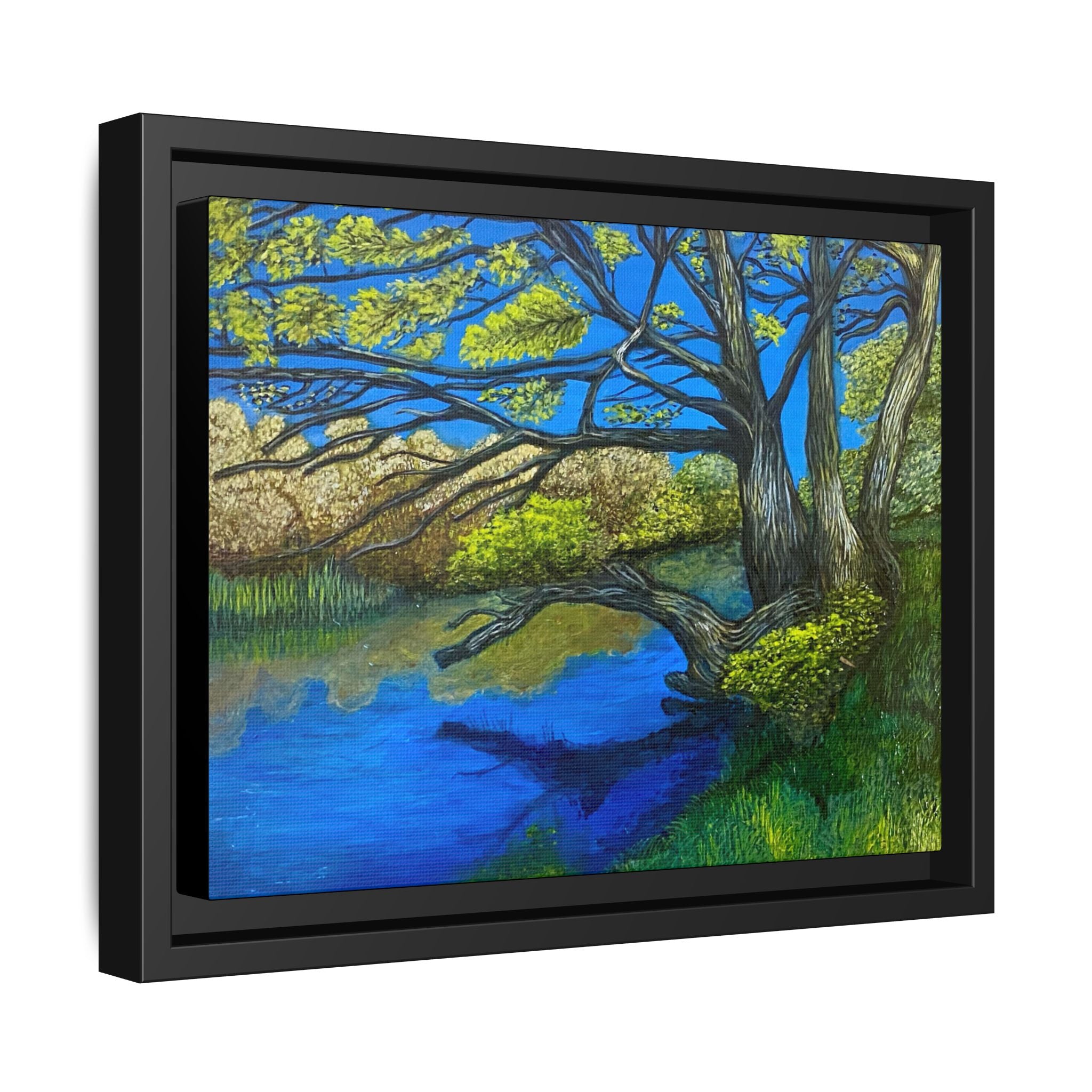 Framed Matte Canvas Print — River Til Landscape