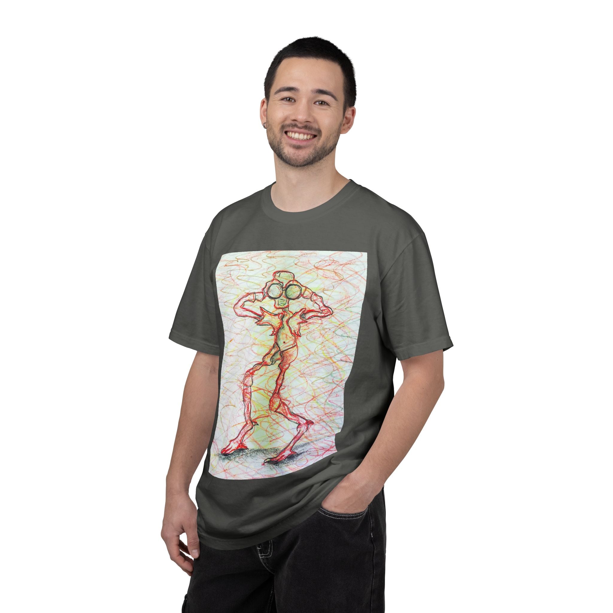 Abstract Figure Art T-Shirt — 'Binocular Gazer' Graphic Tee