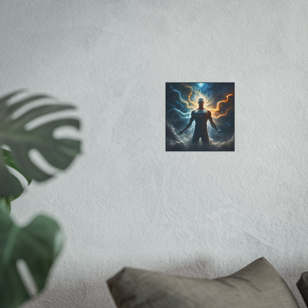 Cosmic Awakening Poster — Surreal Human Energy Wall Art (Satin/Archival Matte)