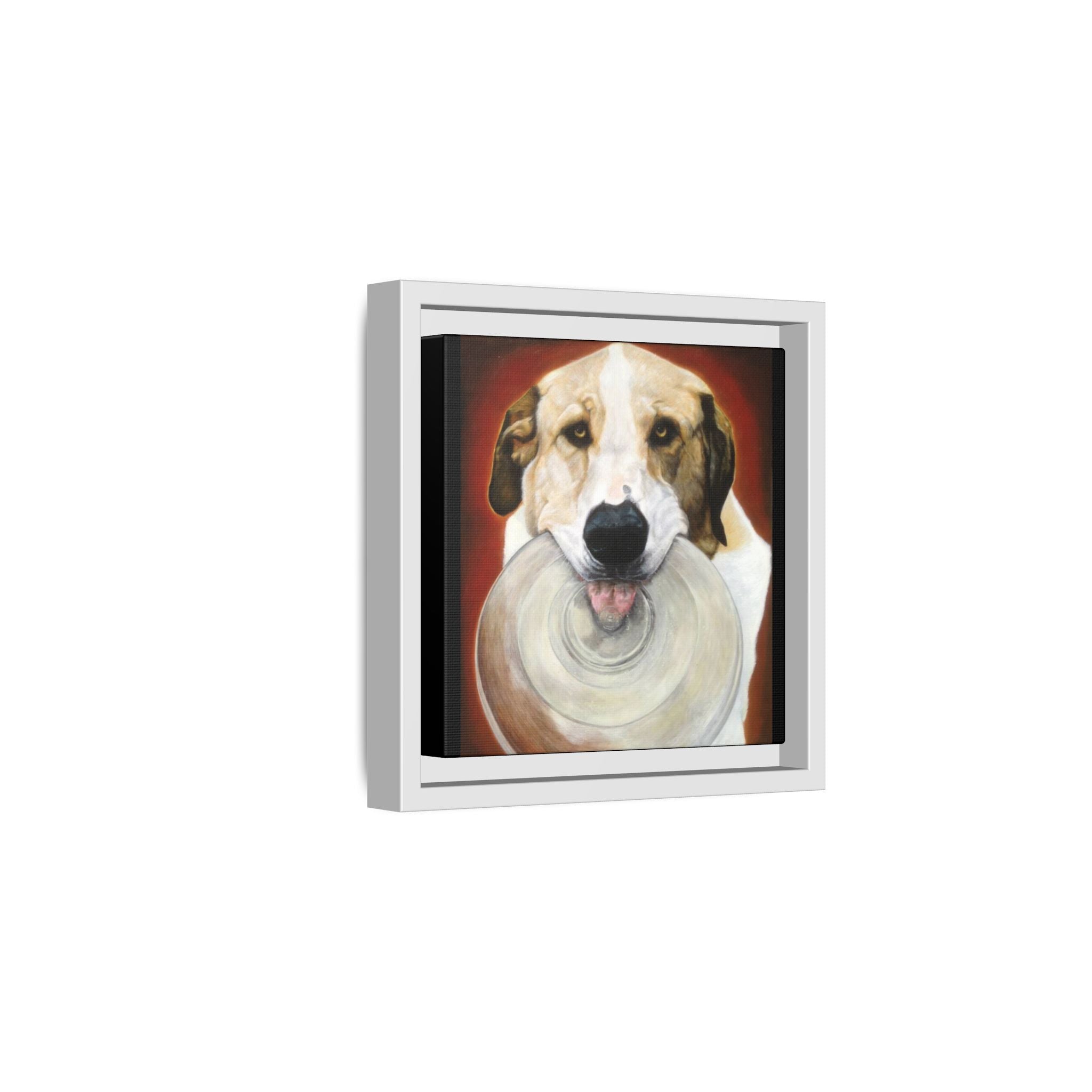 Framed Matte Canvas Print — Playful Wookie Holding His Frisbee