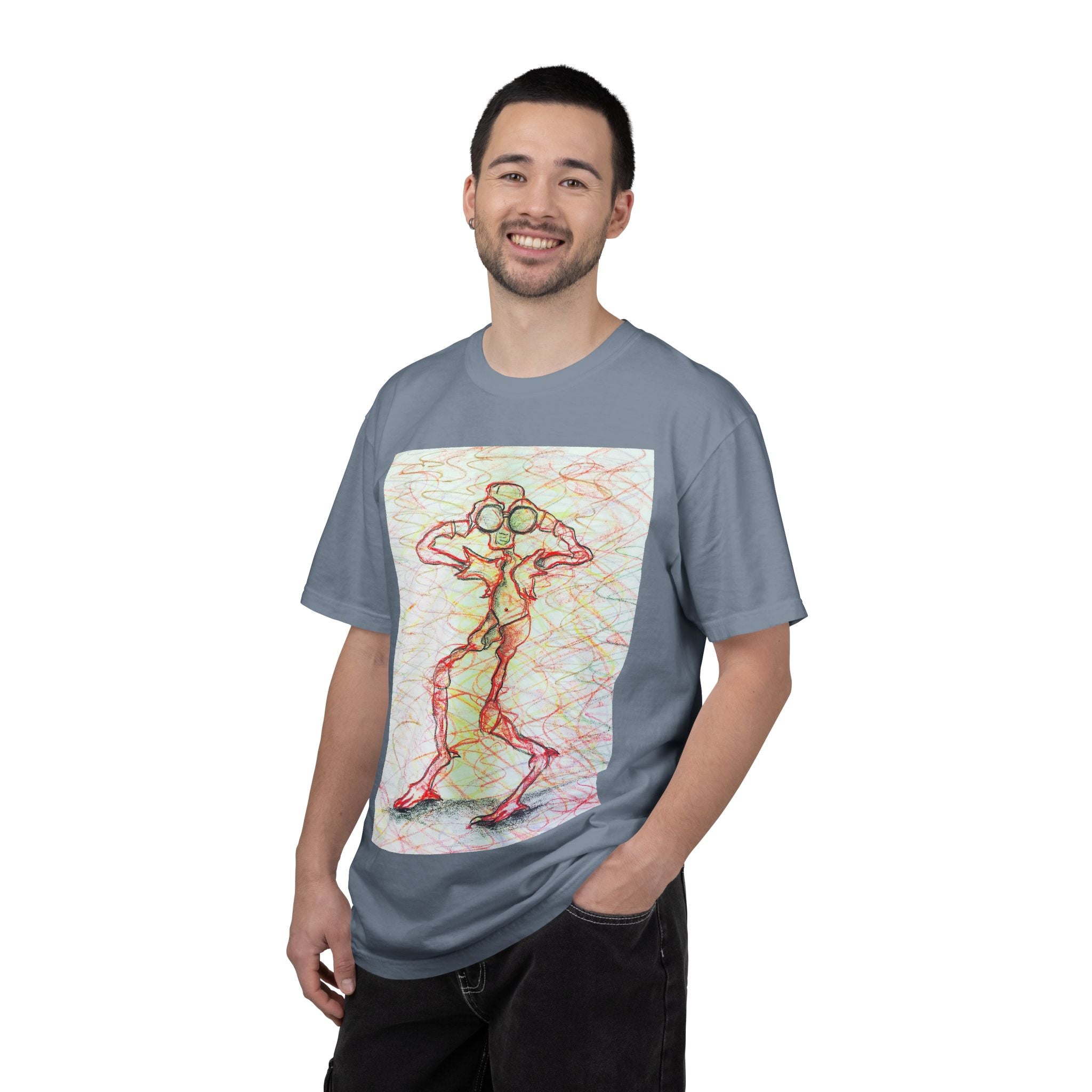 Abstract Figure Art T-Shirt — 'Binocular Gazer' Graphic Tee
