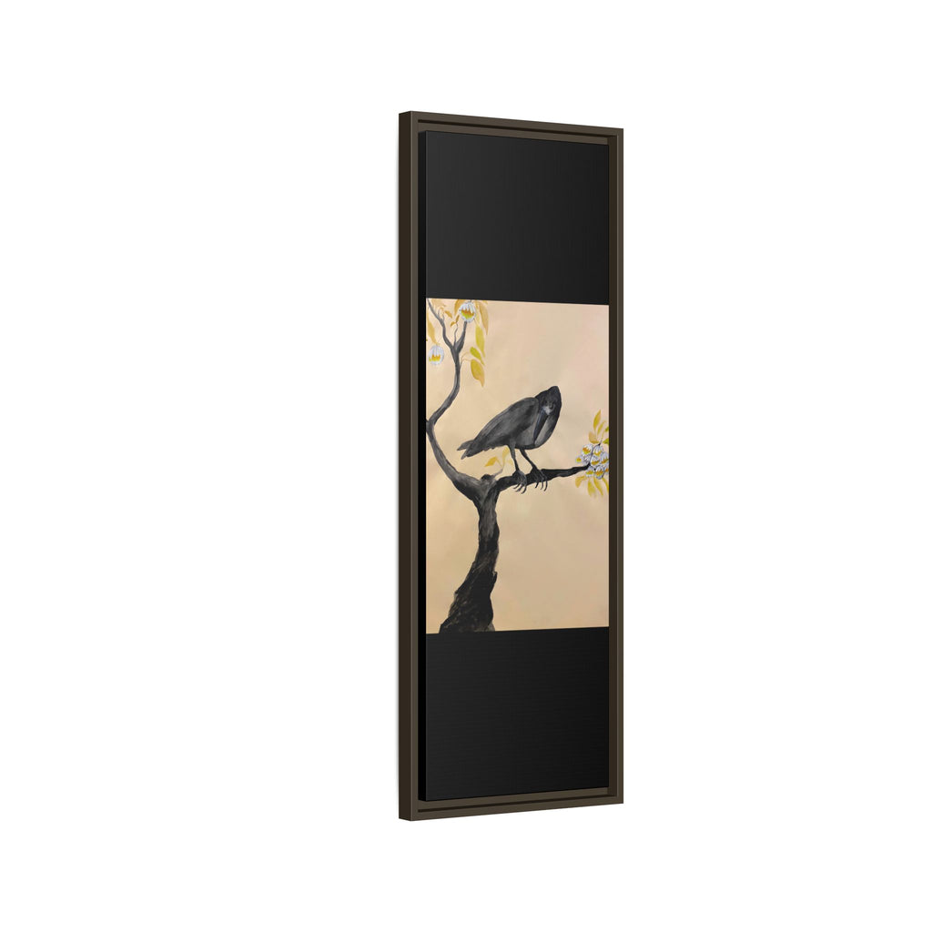 Raven on Branch Matte Framed Canvas – Moody Bird Wall Art