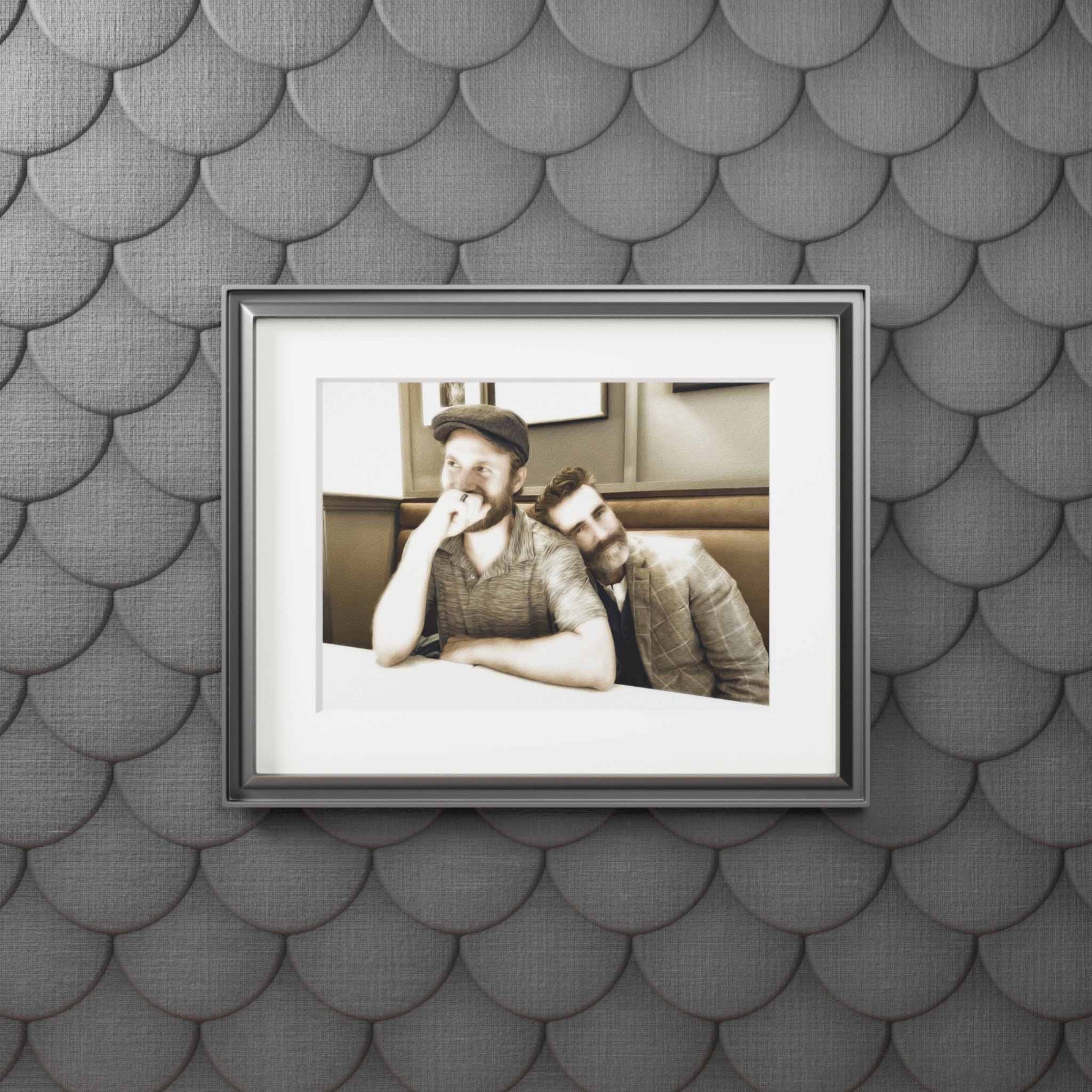 Sepia Couple Fine Art Print with Passepartout Frame - Just Us, a married couple.