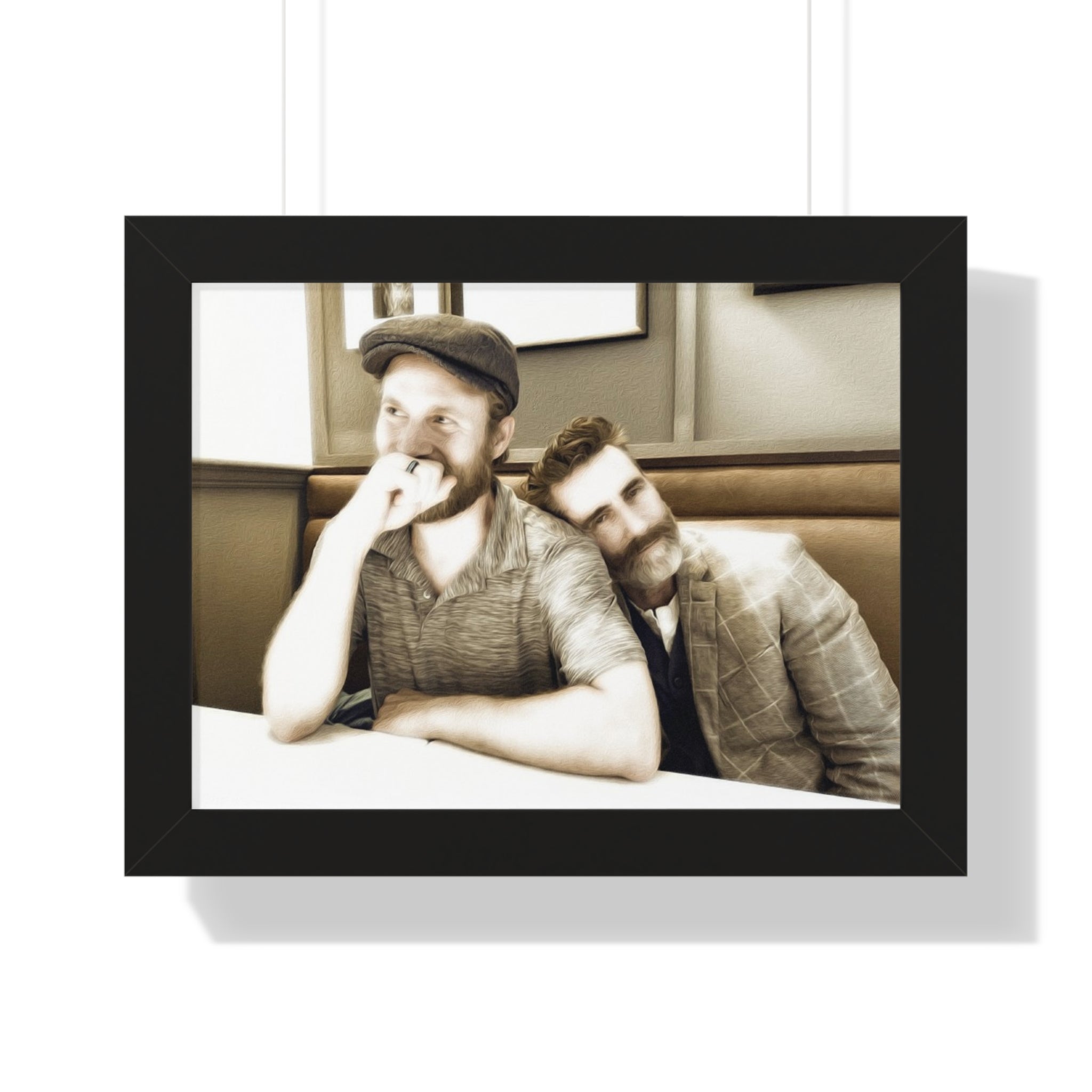 Framed Horizontal Poster — Vintage Sepia Portrait Wall Art - Just Us, a married couple.