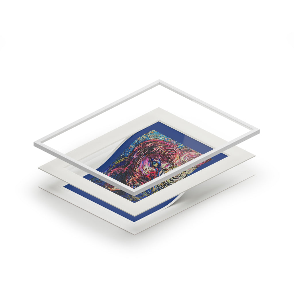 Abstract Portrait Fine Art Print with Passepartout Frame - Paper Portrait of Eddie