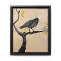 Raven on Branch Matte Framed Canvas – Moody Bird Wall Art