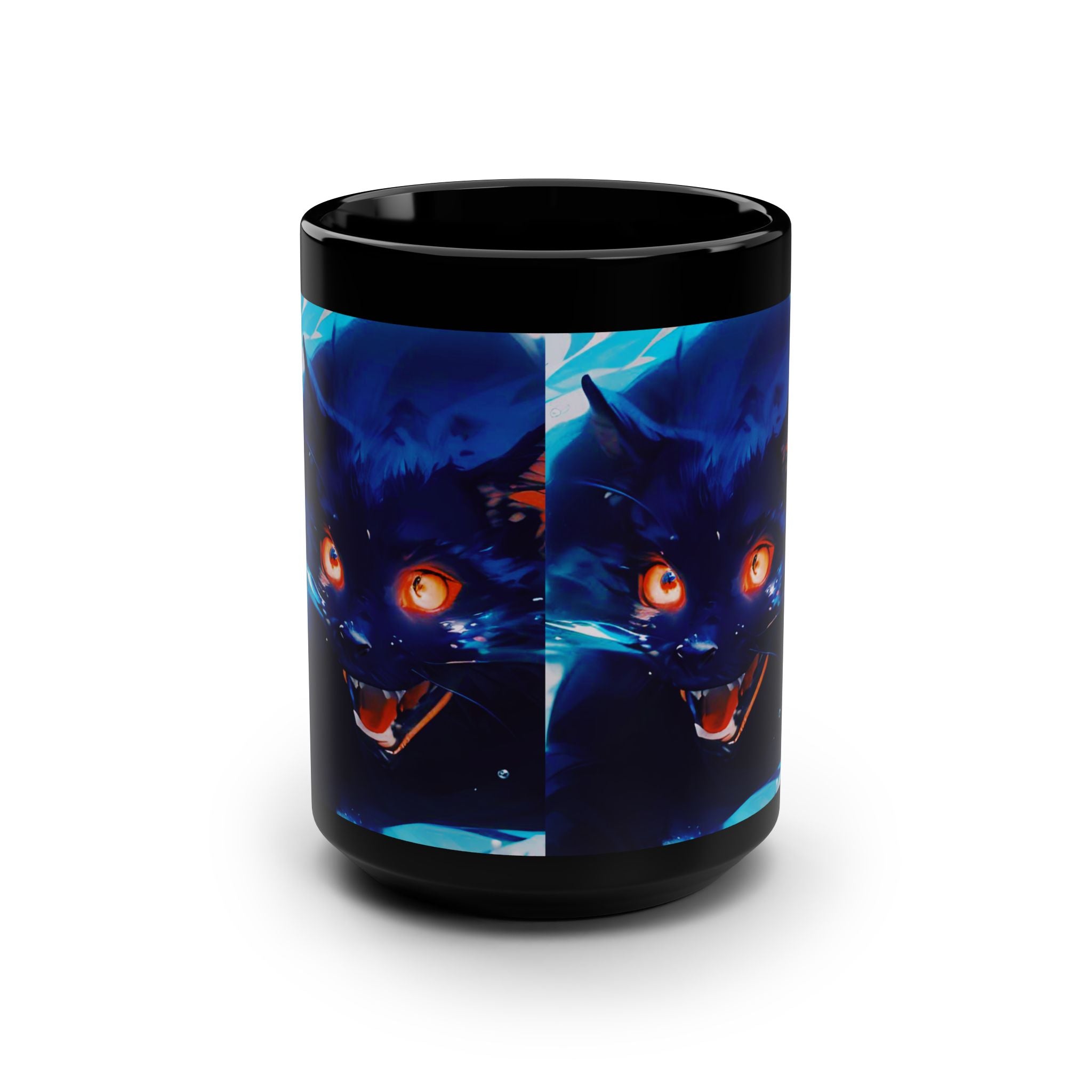 Black Mug, 15oz - Demon Cat from Secrets of a 100ft. Boy