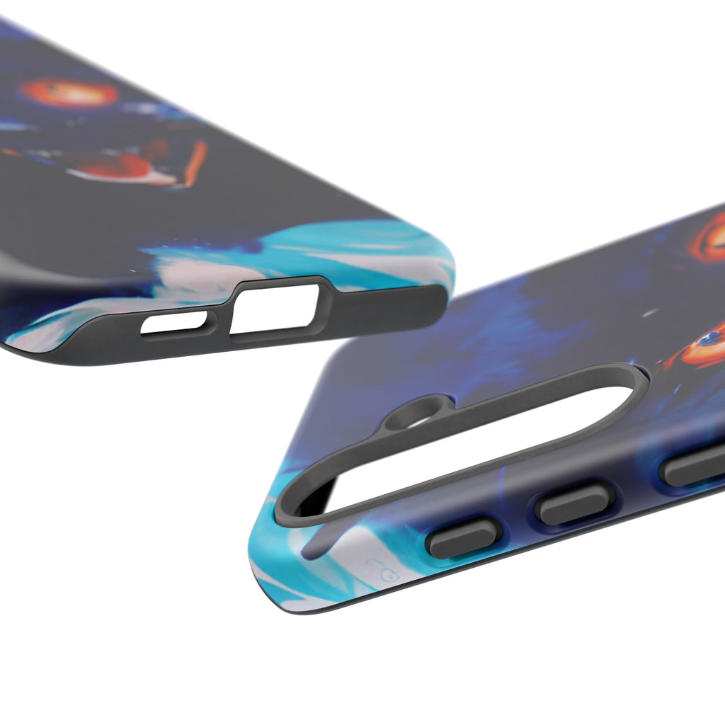 Demon Cat Phone Case — Glowing Blue Feline Tough Case
