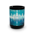 Cerulean Soundwave Black Mug — 15oz Artistic Ocean Vibes