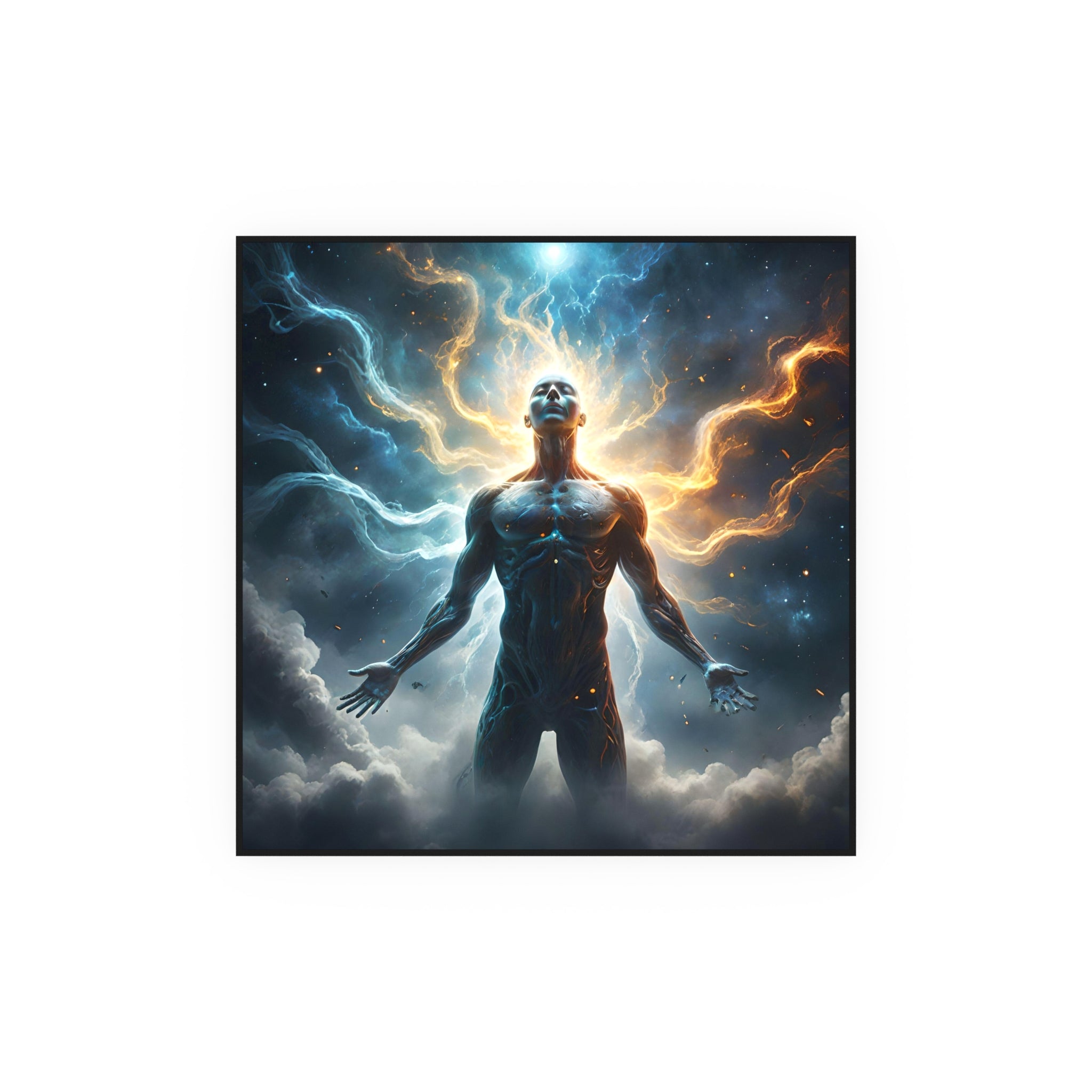 Cosmic Awakening Poster — Surreal Human Energy Wall Art (Satin/Archival Matte)