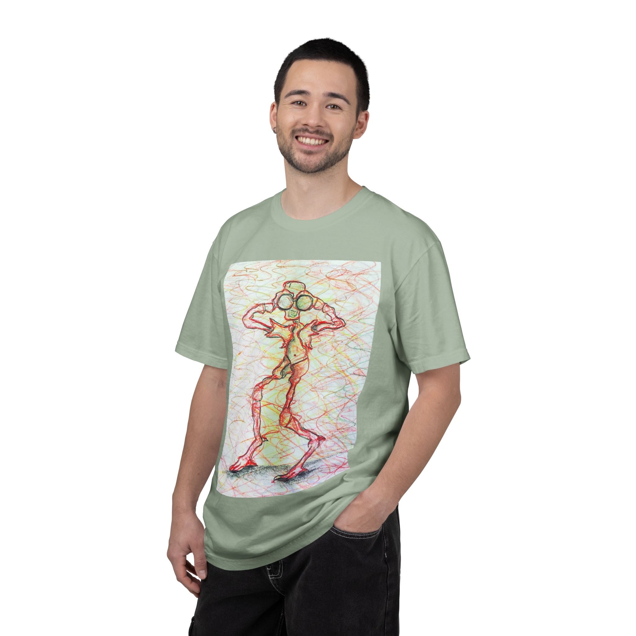Abstract Figure Art T-Shirt — 'Binocular Gazer' Graphic Tee
