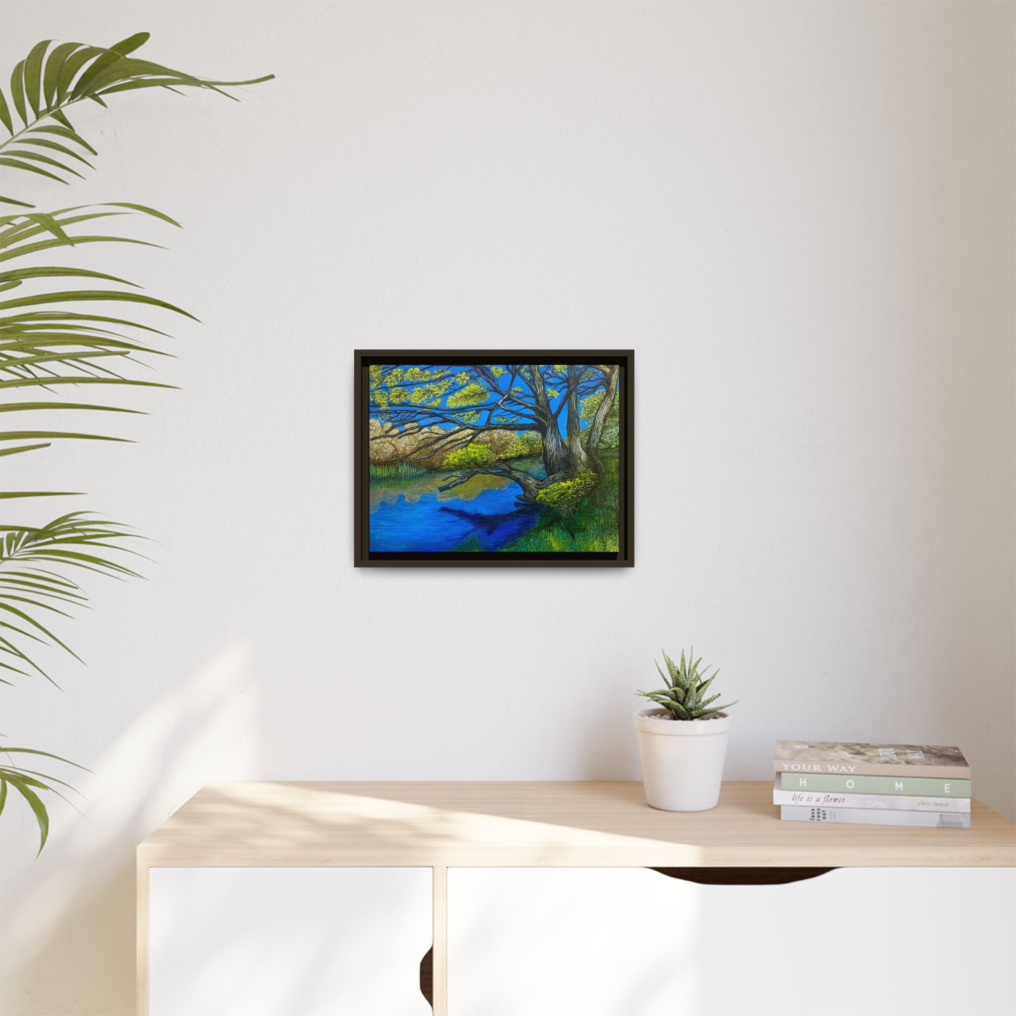 Framed Matte Canvas Print — River Til Landscape
