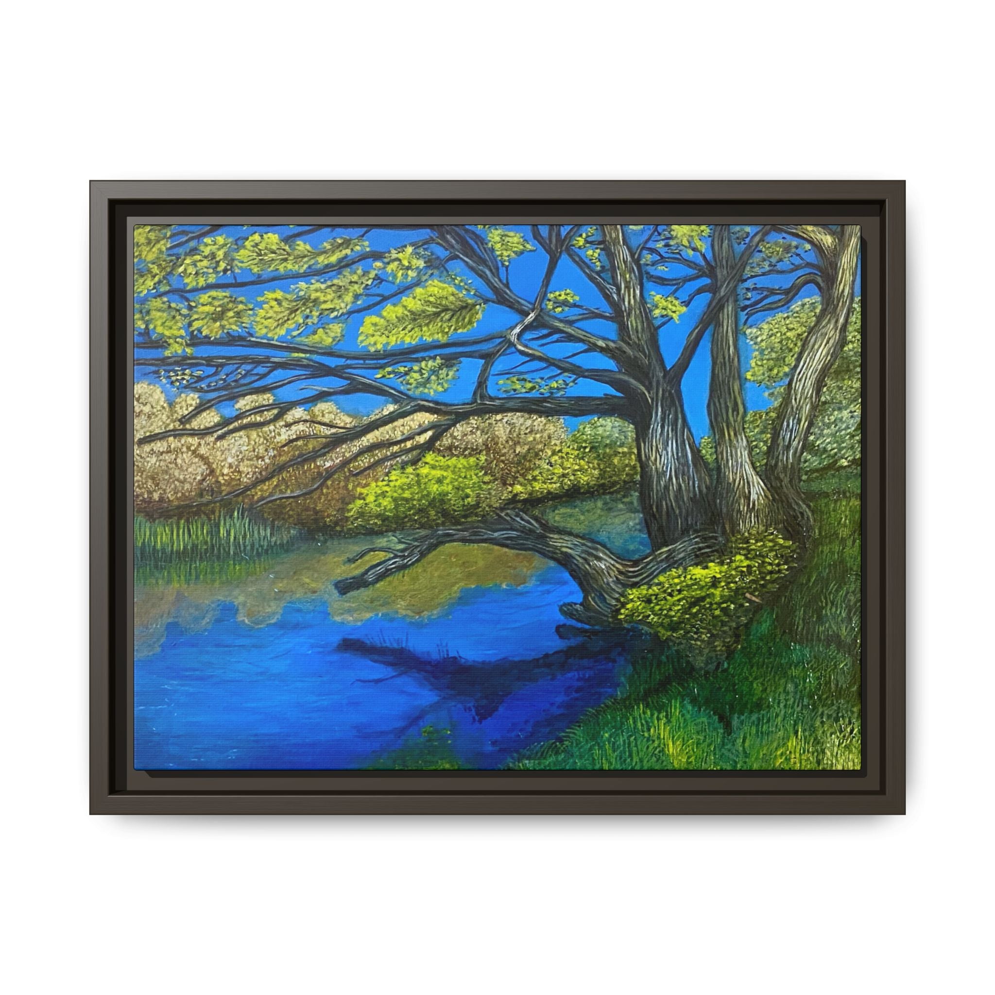 Framed Matte Canvas Print — River Til Landscape