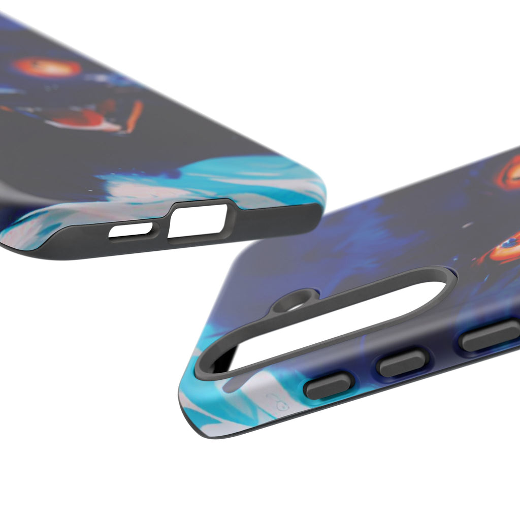 Demon Cat Phone Case — Glowing Blue Feline Tough Case