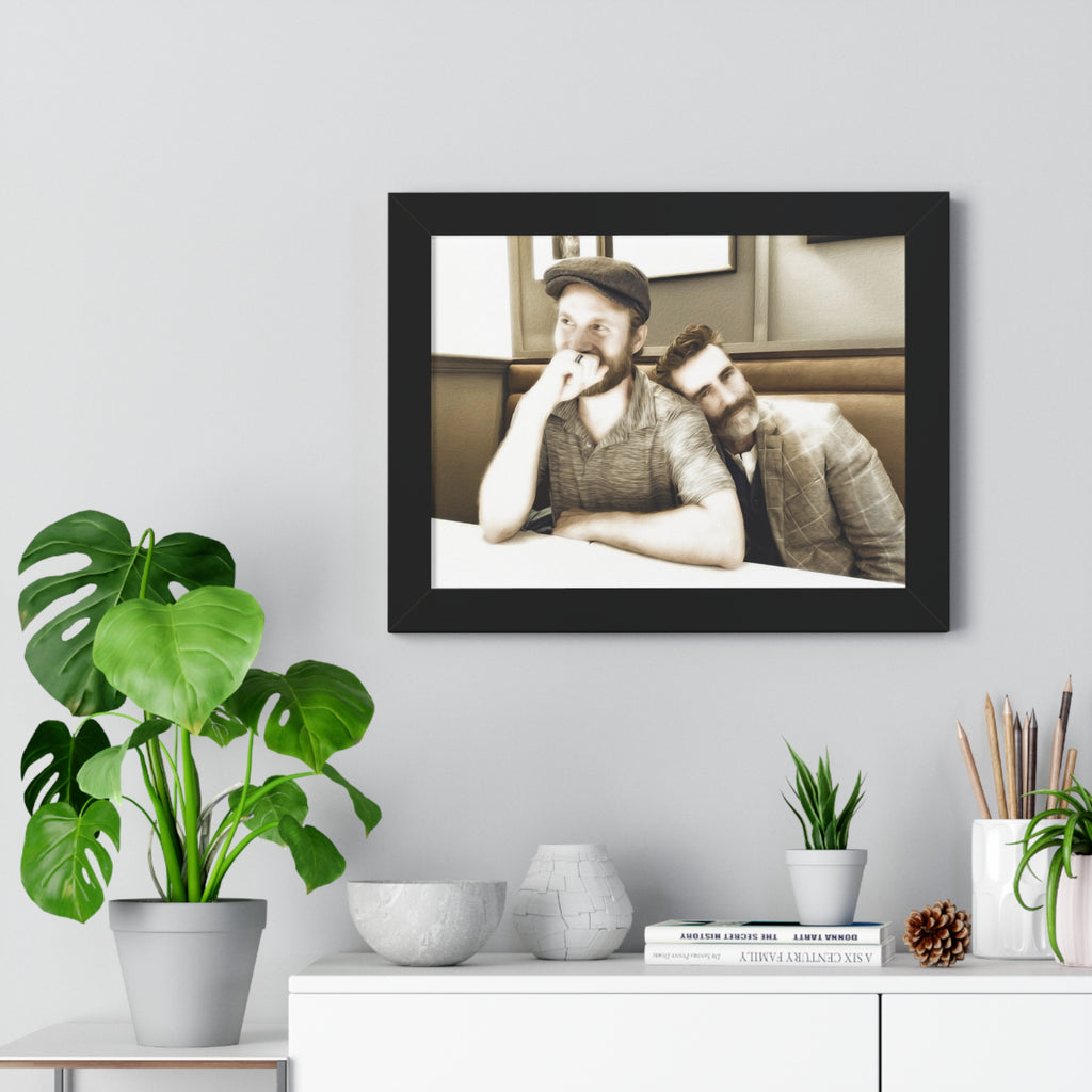 Framed Horizontal Poster — Vintage Sepia Portrait Wall Art - Just Us, a married couple.