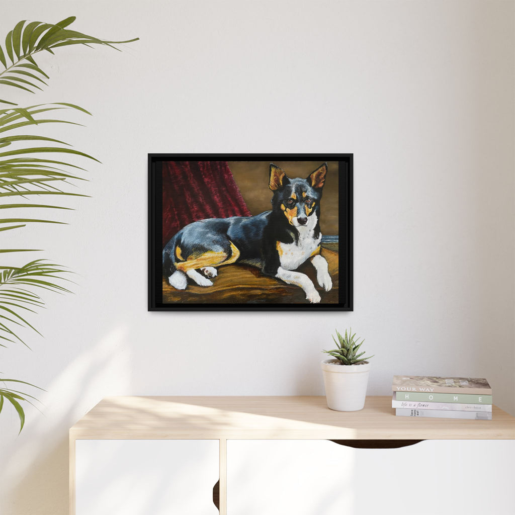 Framed Matte Canvas Dog Portrait – Black & Tan Companion Wall Art