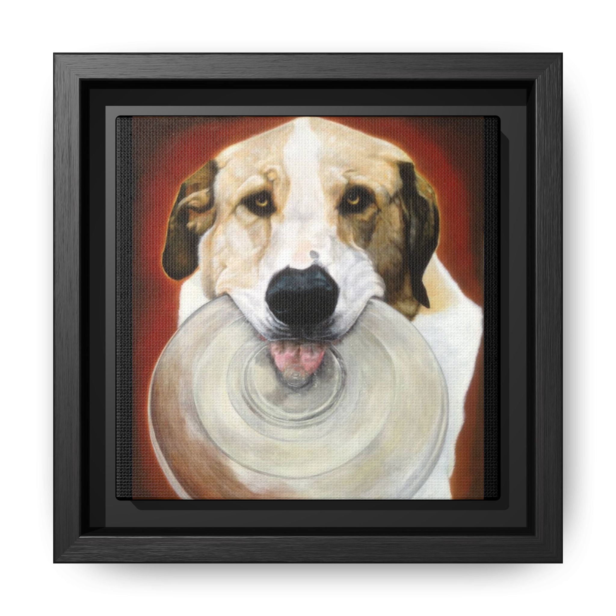 Framed Matte Canvas Print — Playful Wookie Holding His Frisbee
