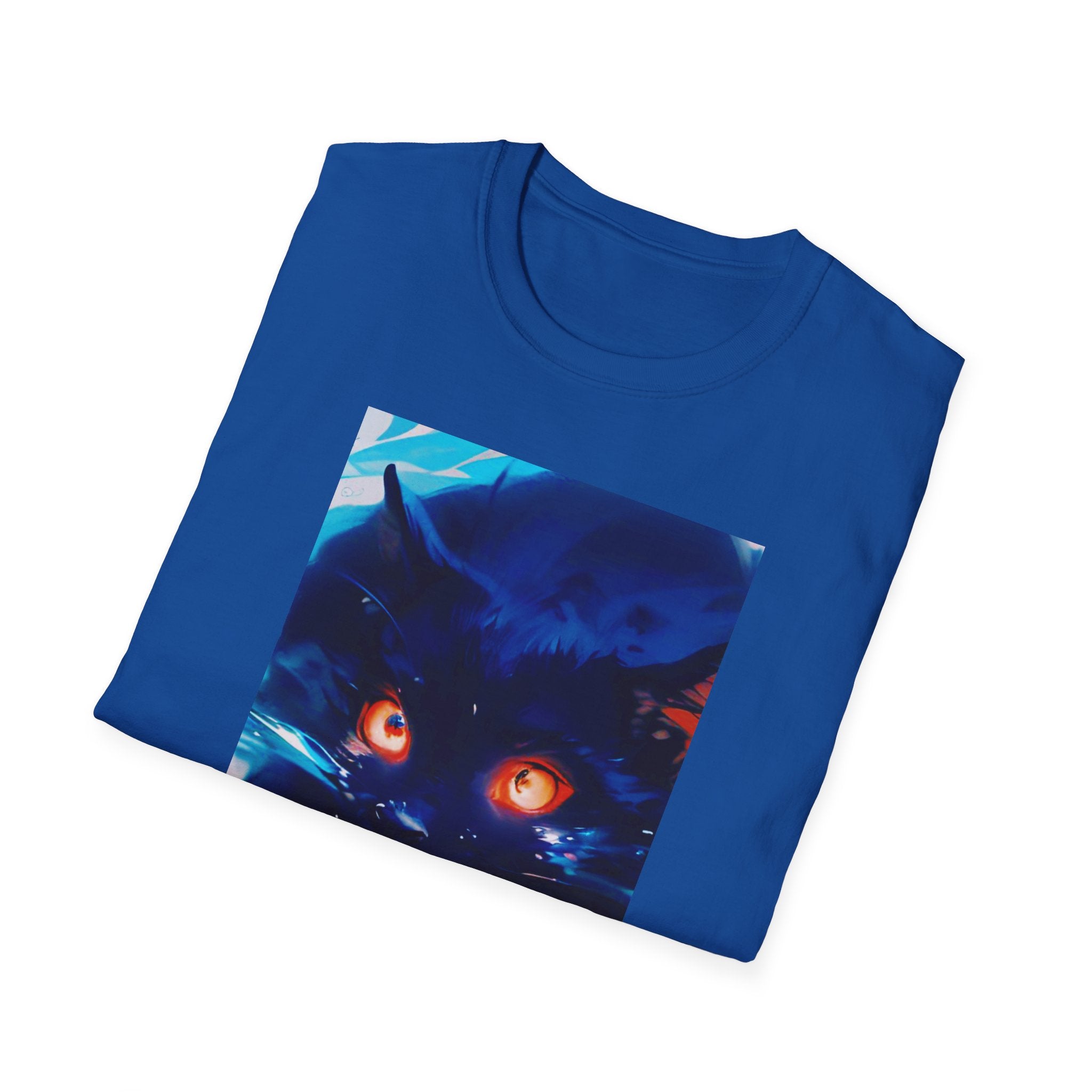 Demon Cat from the El Encanto Hotel T-Shirt — Glowing Eyes Creepy Cat Graphic Tee