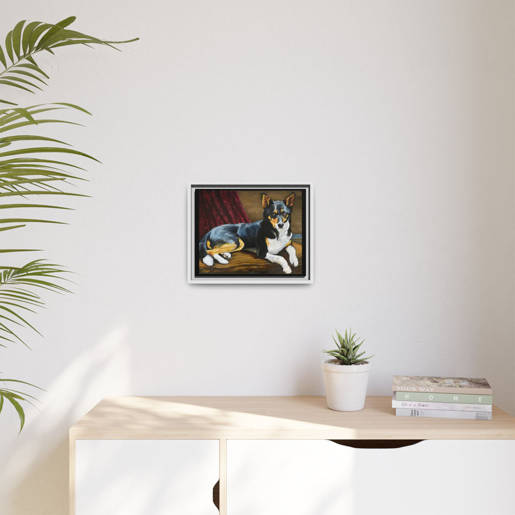 Framed Matte Canvas Dog Portrait – Black & Tan Companion Wall Art